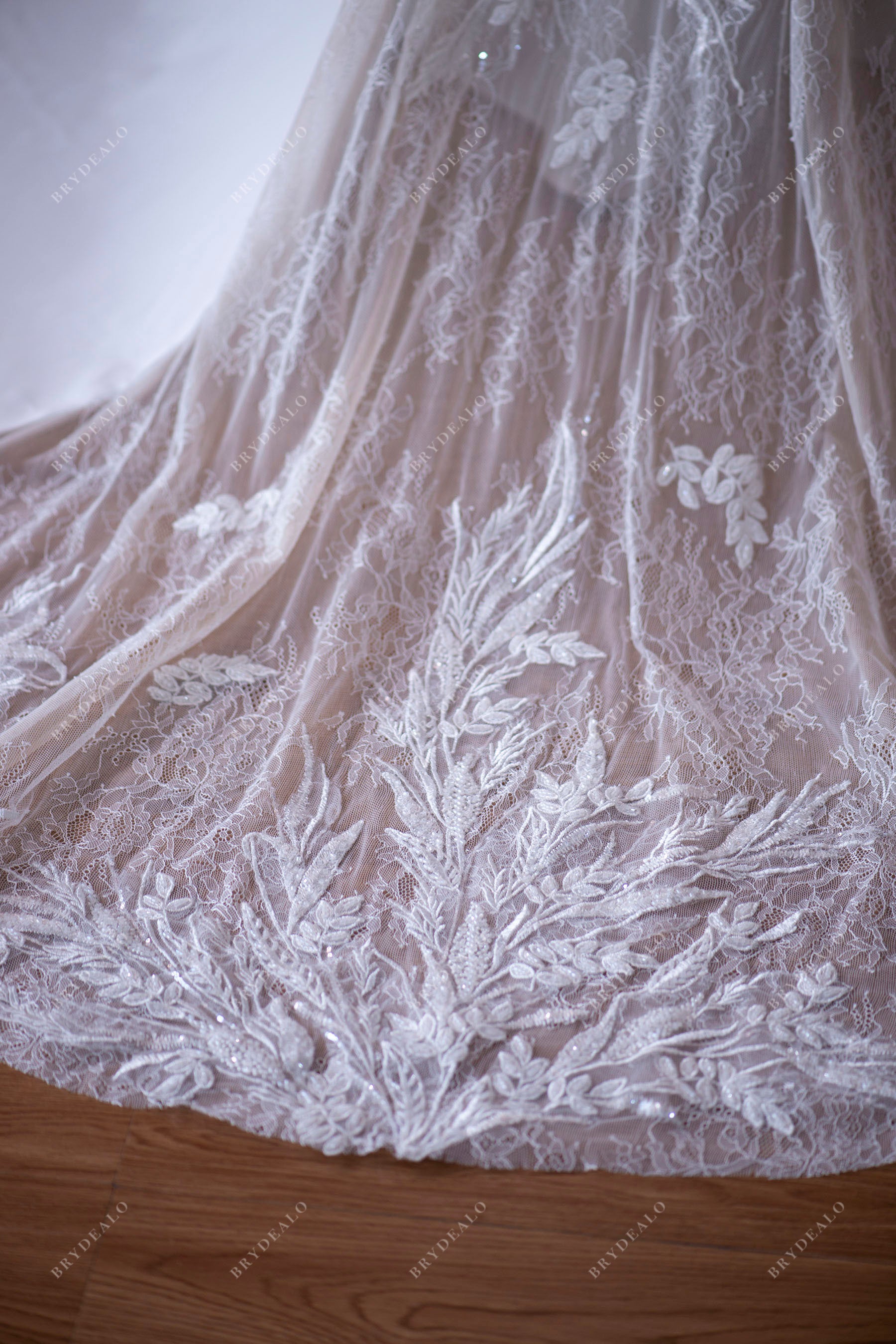 Designer Beaded Lace Plunge Mermaid Wedding Dress for wholesale
