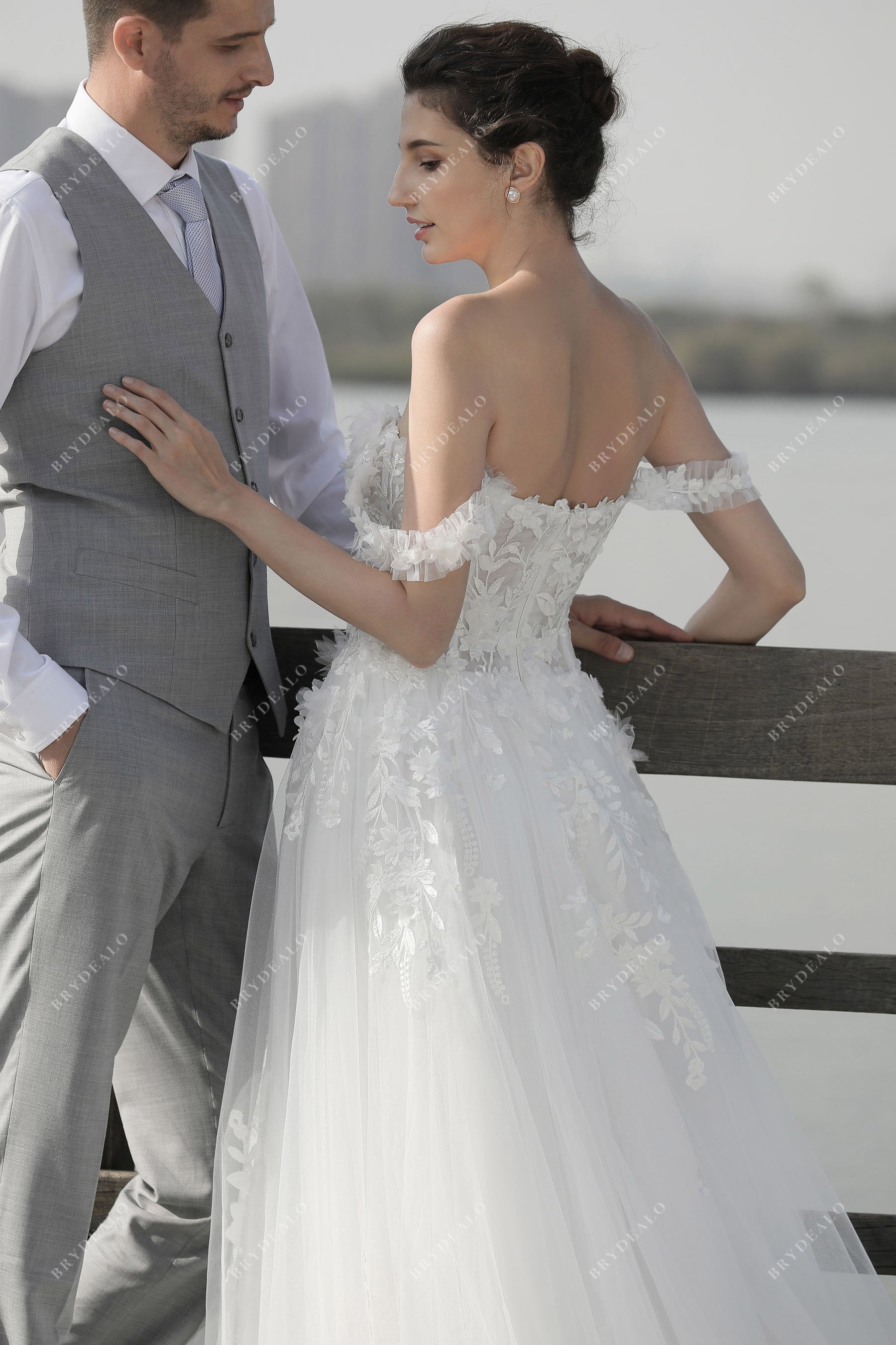 Illusion Back Off Shoulder Bridal Gown