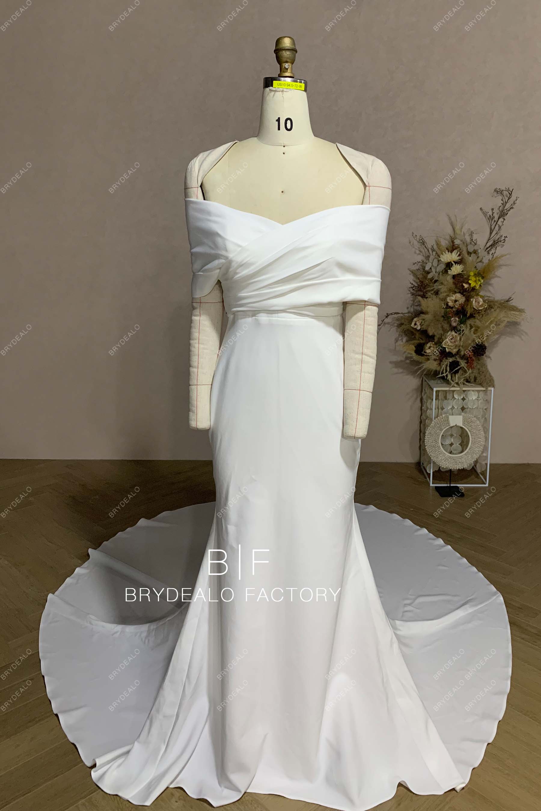 crepe mermaid wedding dress with wrap