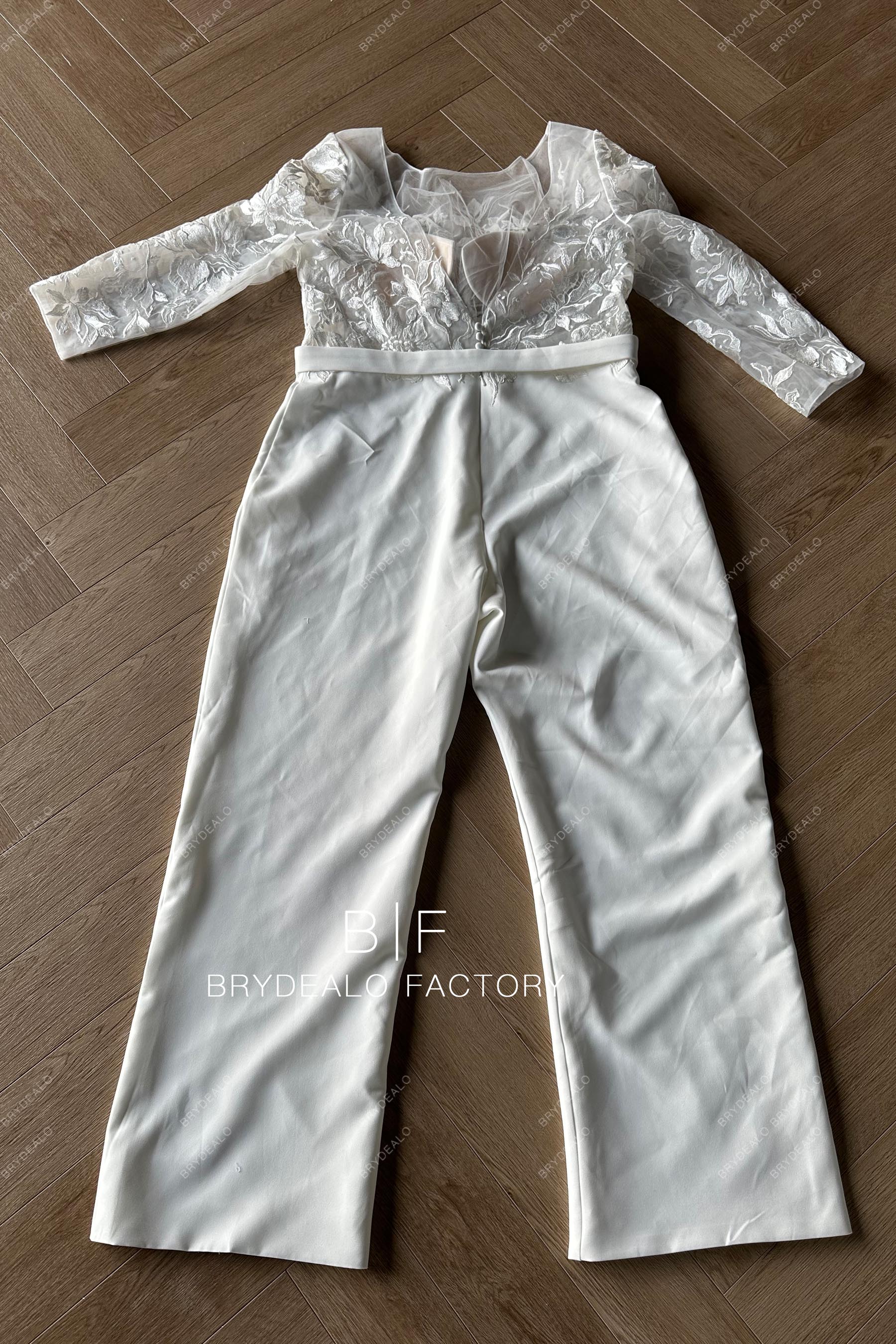 Custom Lace Crepe Bridal Jumpsuit BR20221309