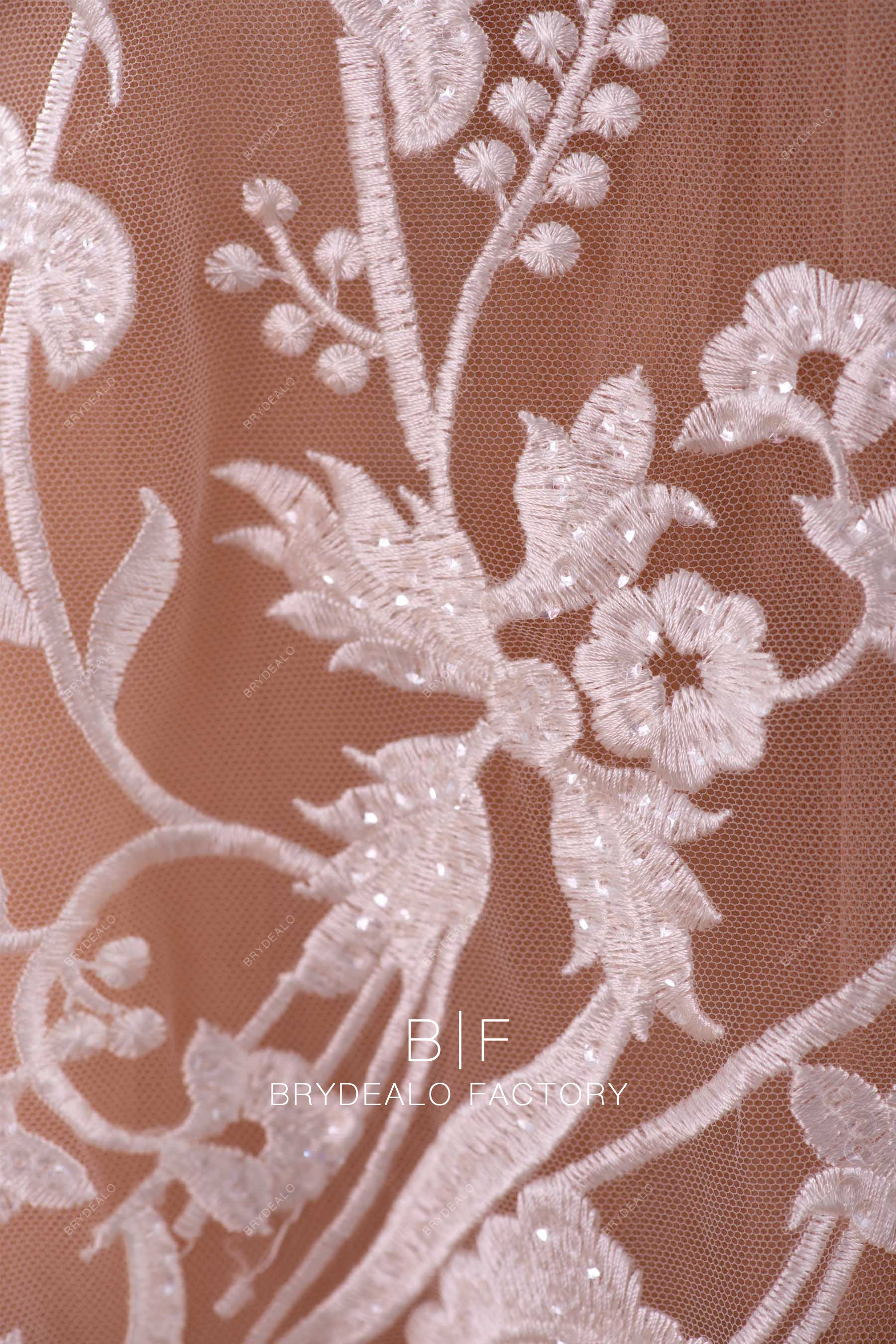  Sheer Sequin Embroidery Lace Fabric