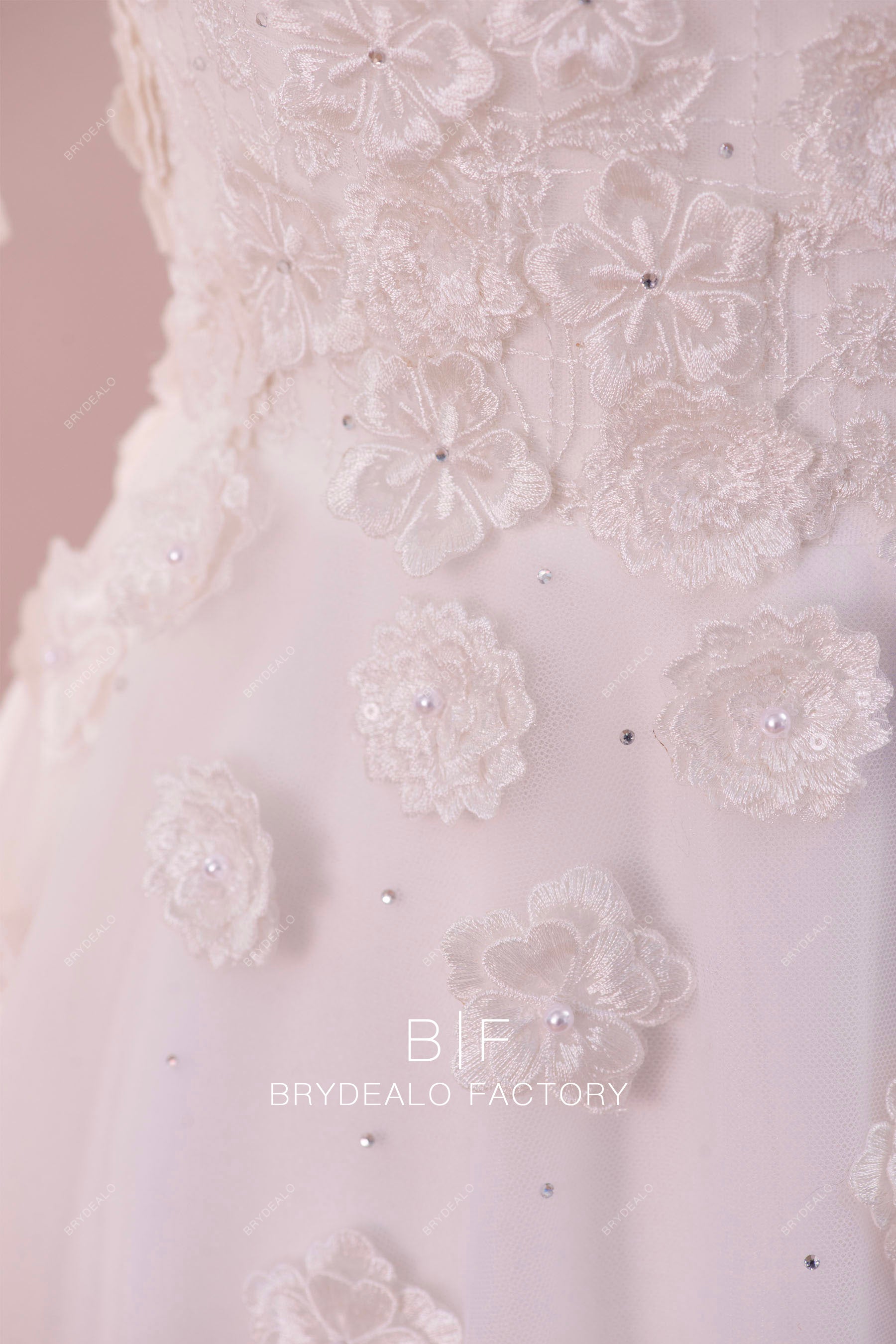 3D flower bridal lace dress