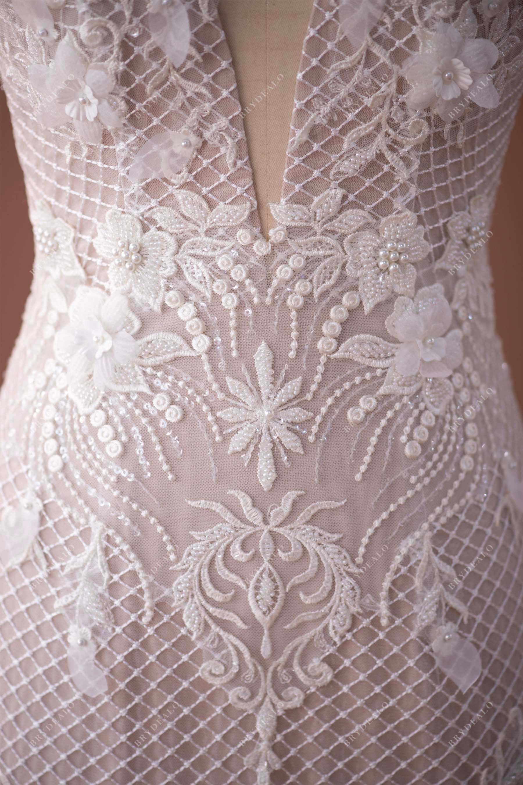 Sample Sale | Beaded 3D Flower Lace Mermaid Wedding Dress