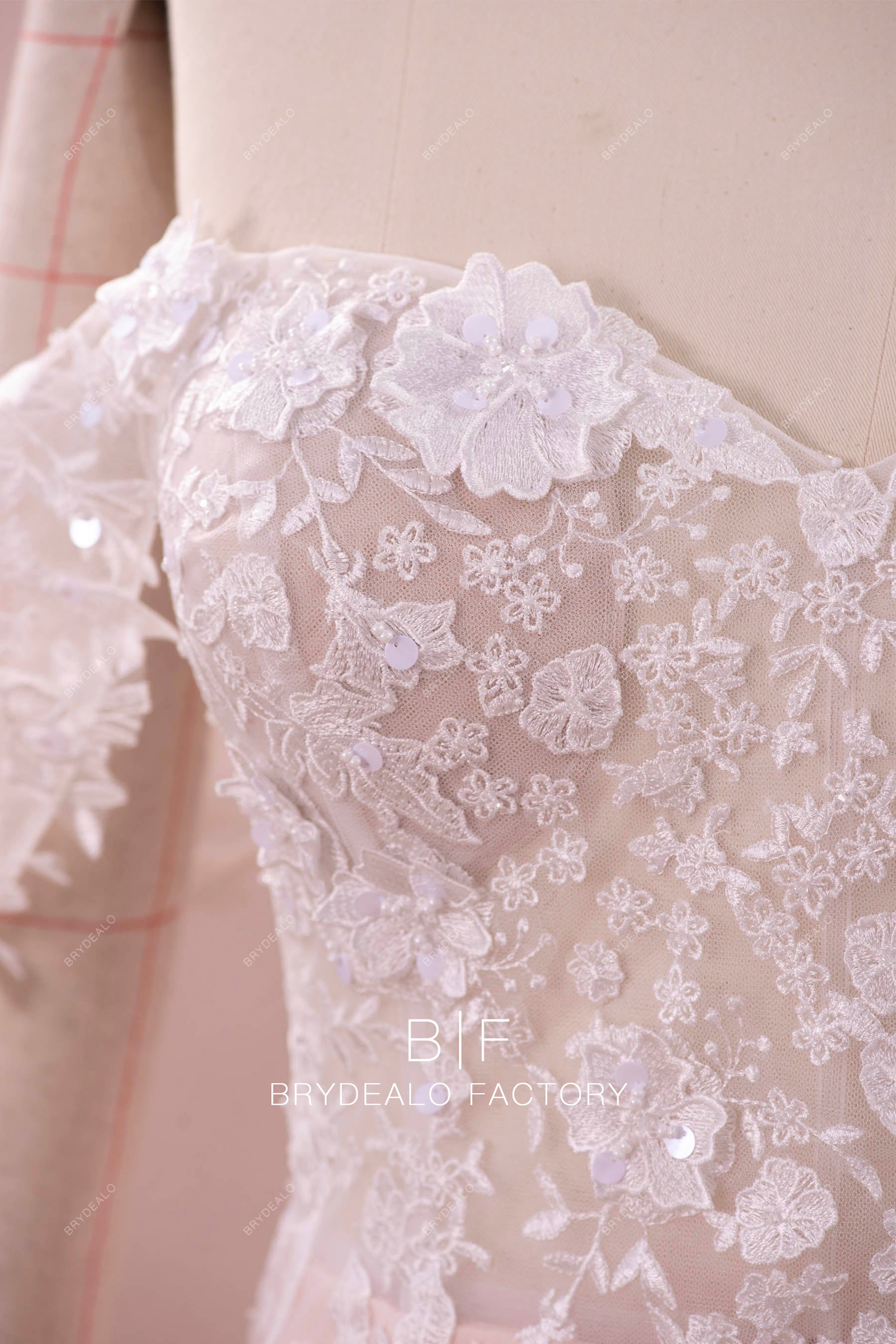 3D flower bridal lace