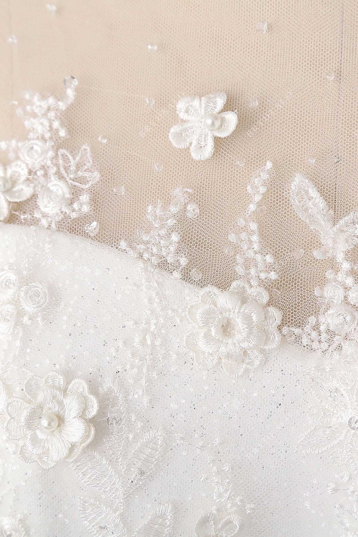 3d lace illusion neck bridal dress