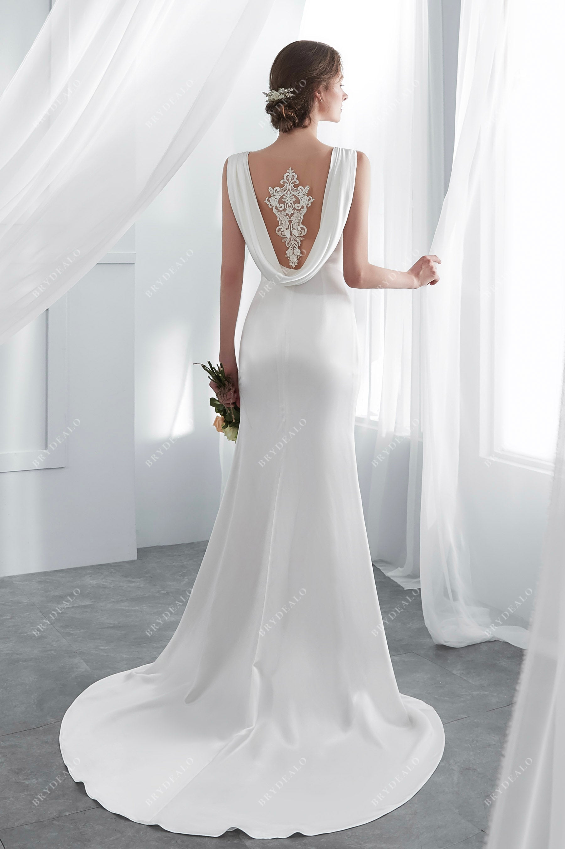 Sample Sale | Acetate Satin Cowl Back Mermaid Wedding Dress