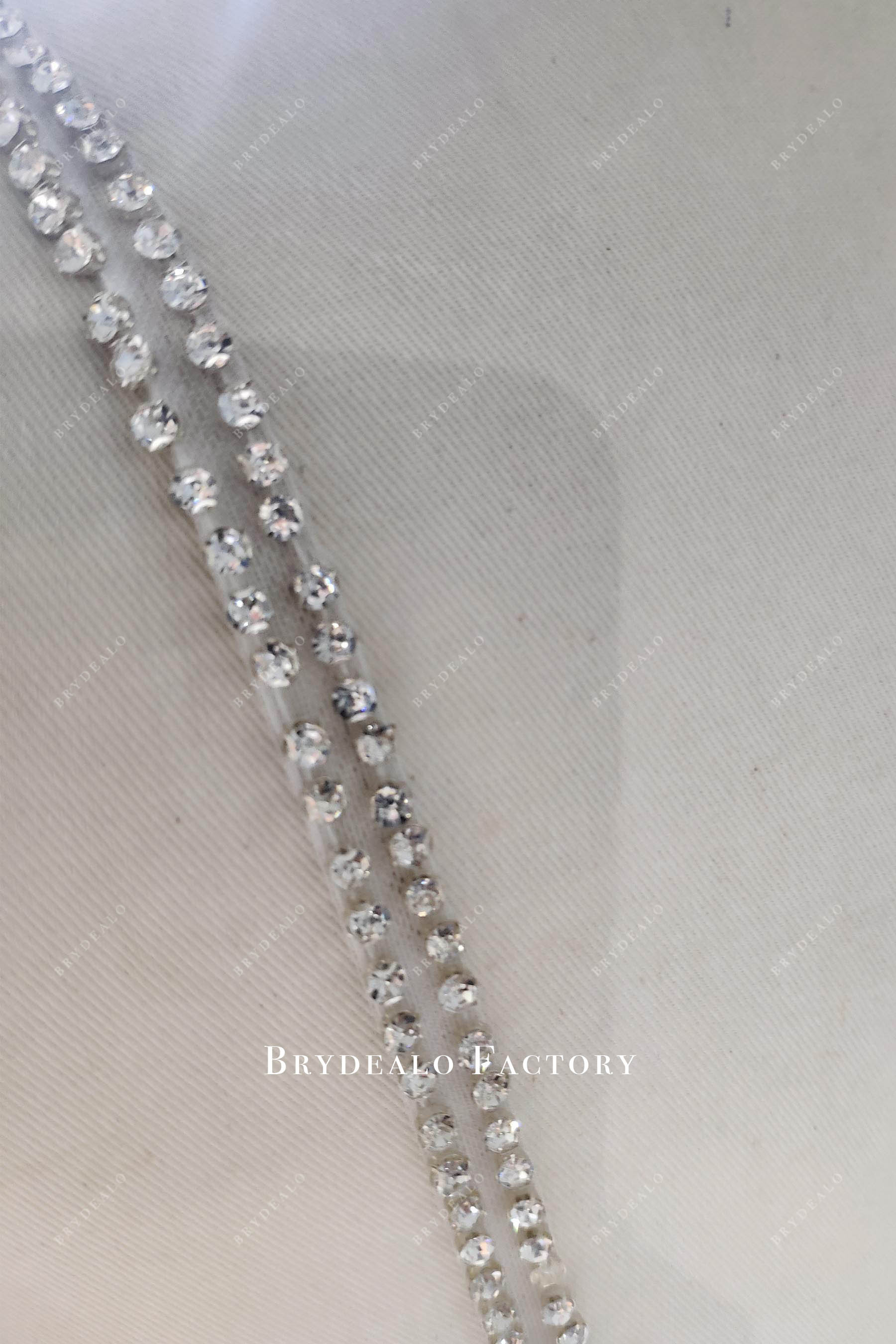 Rhinestone Straps Beaded Lace Custom Trumpet Wedding Dress