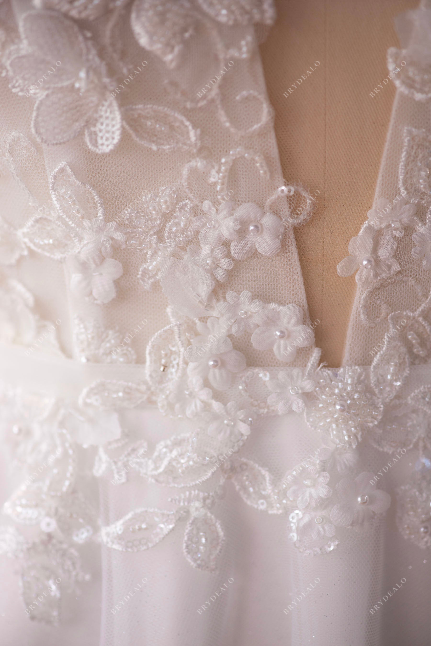 beaded flower bridal lace