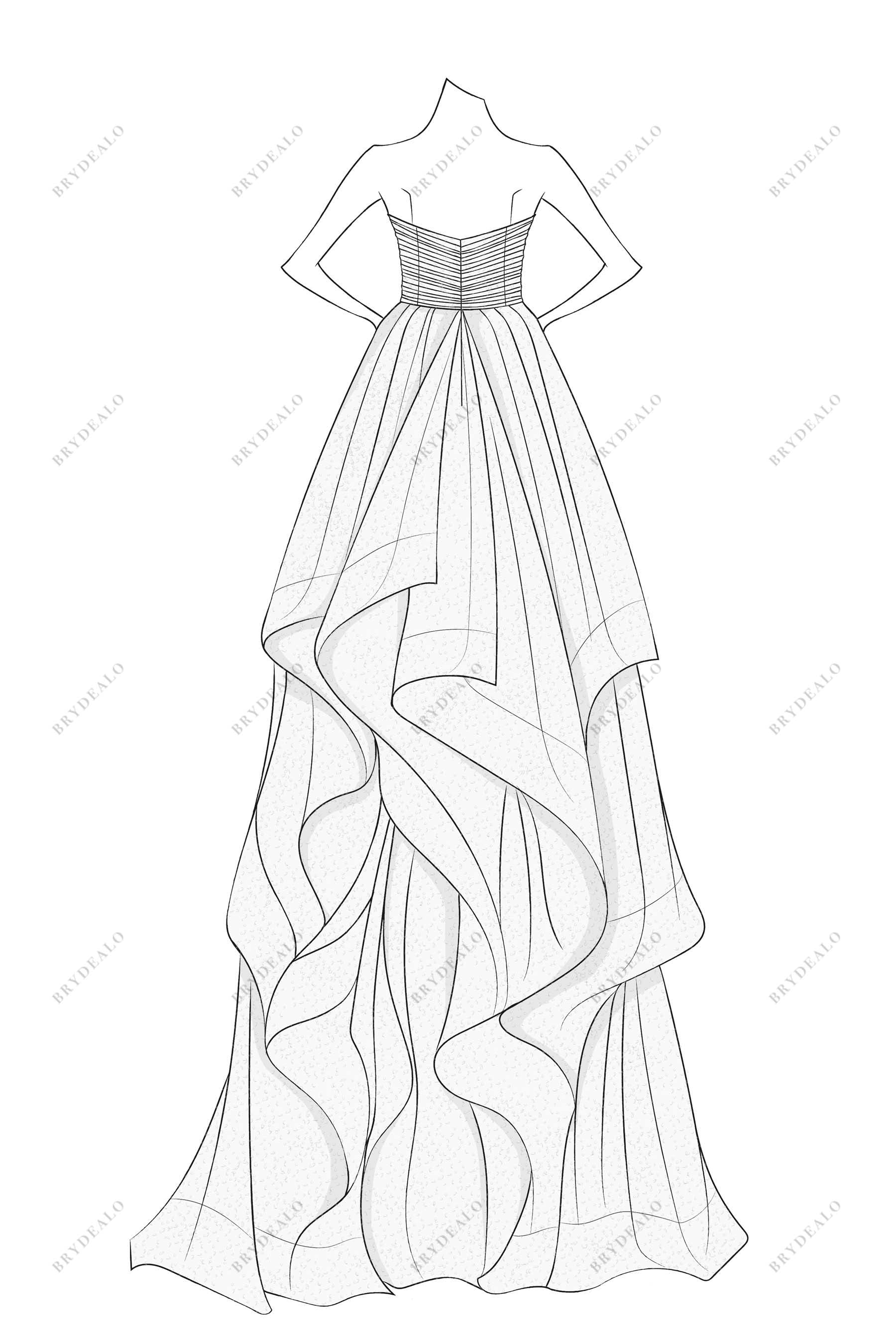 A-line custom-made wedding dress sketch