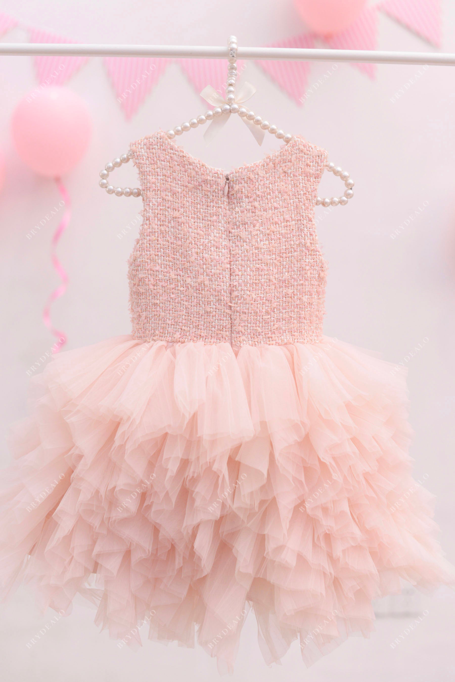 A-line knee length kids formal gown