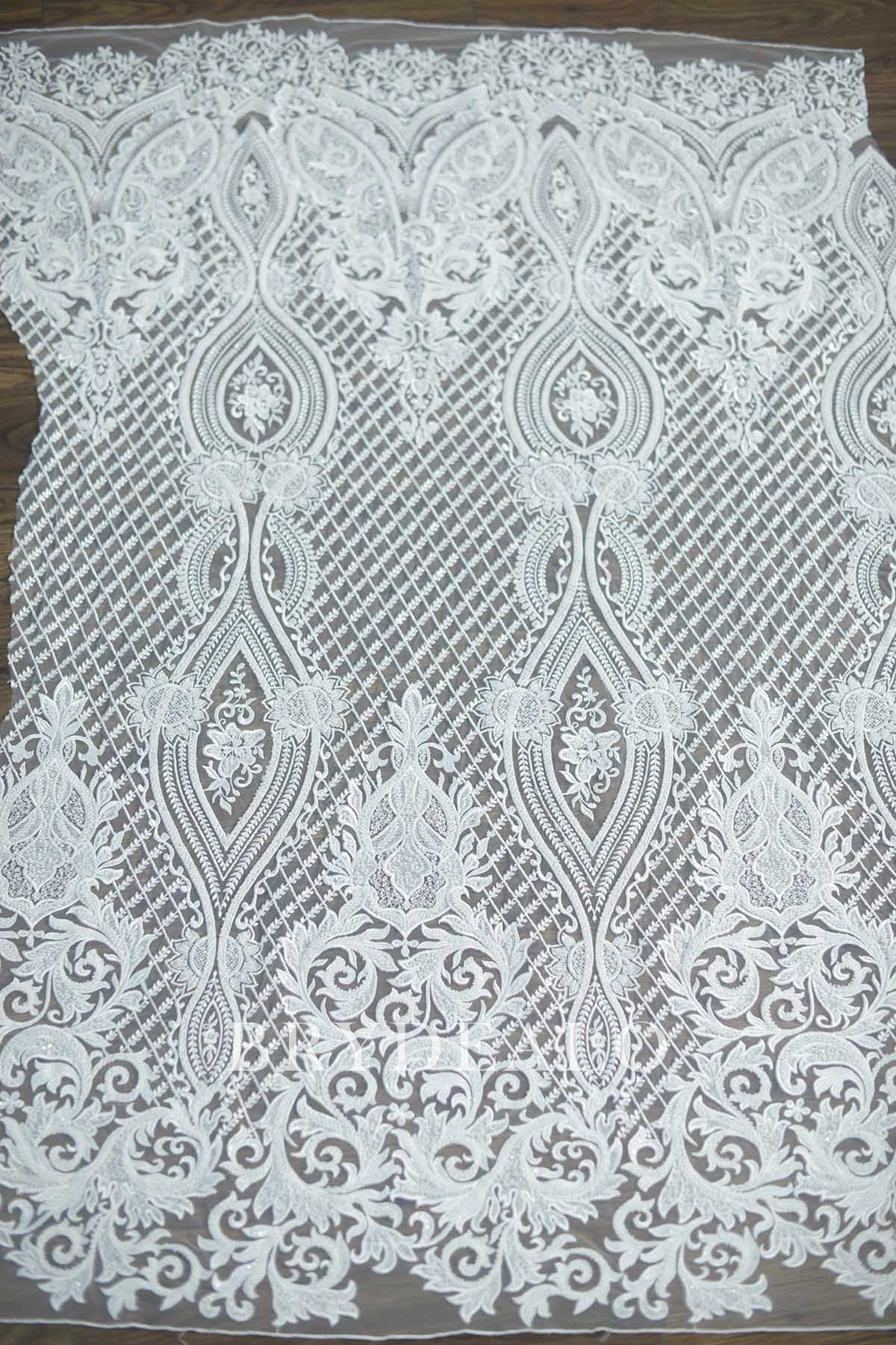 Wholesale Heavy Beaded Bridal Lace Fabric