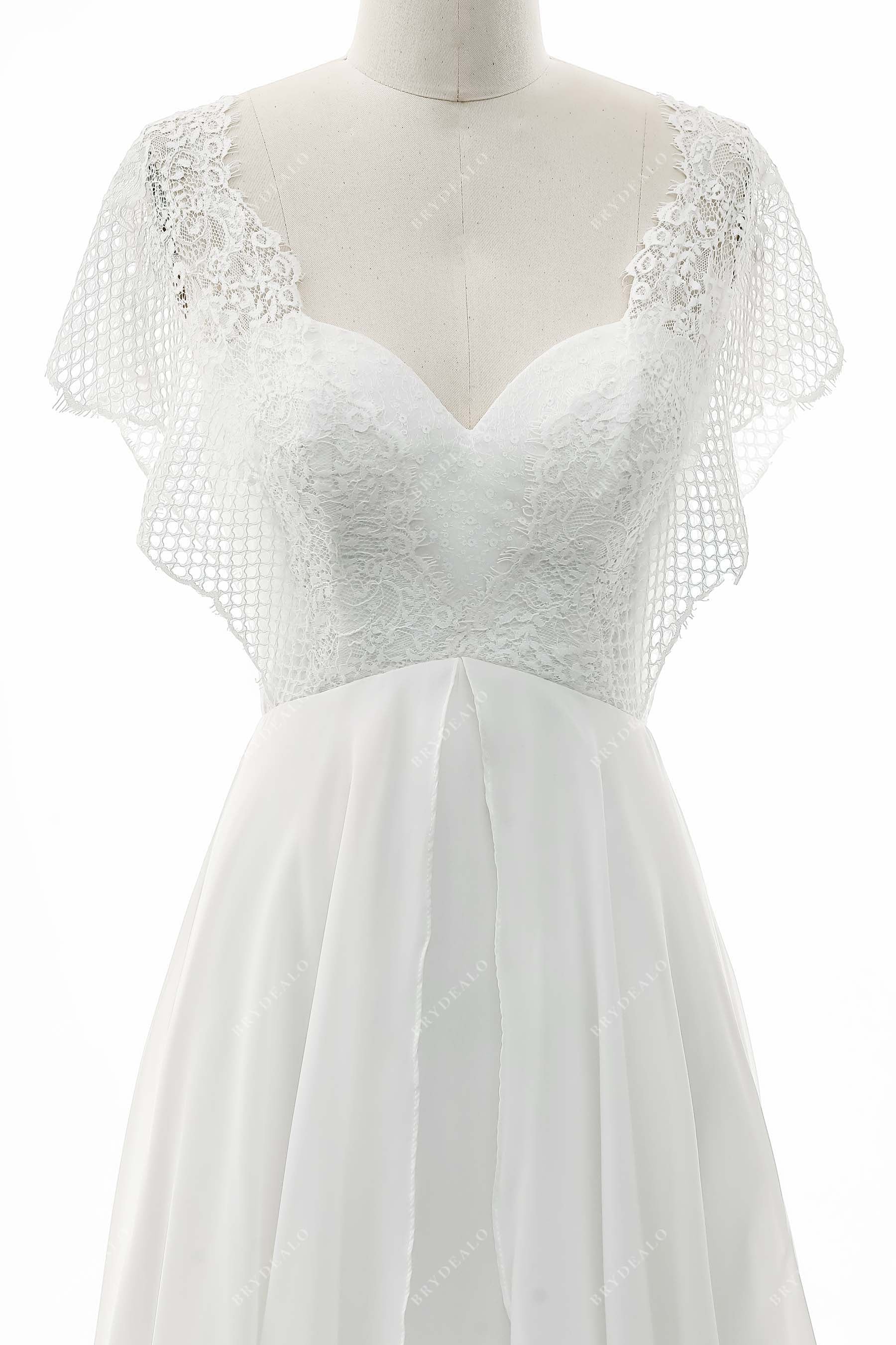 Batwing Sleeve Lace Chiffon Wedding Dress