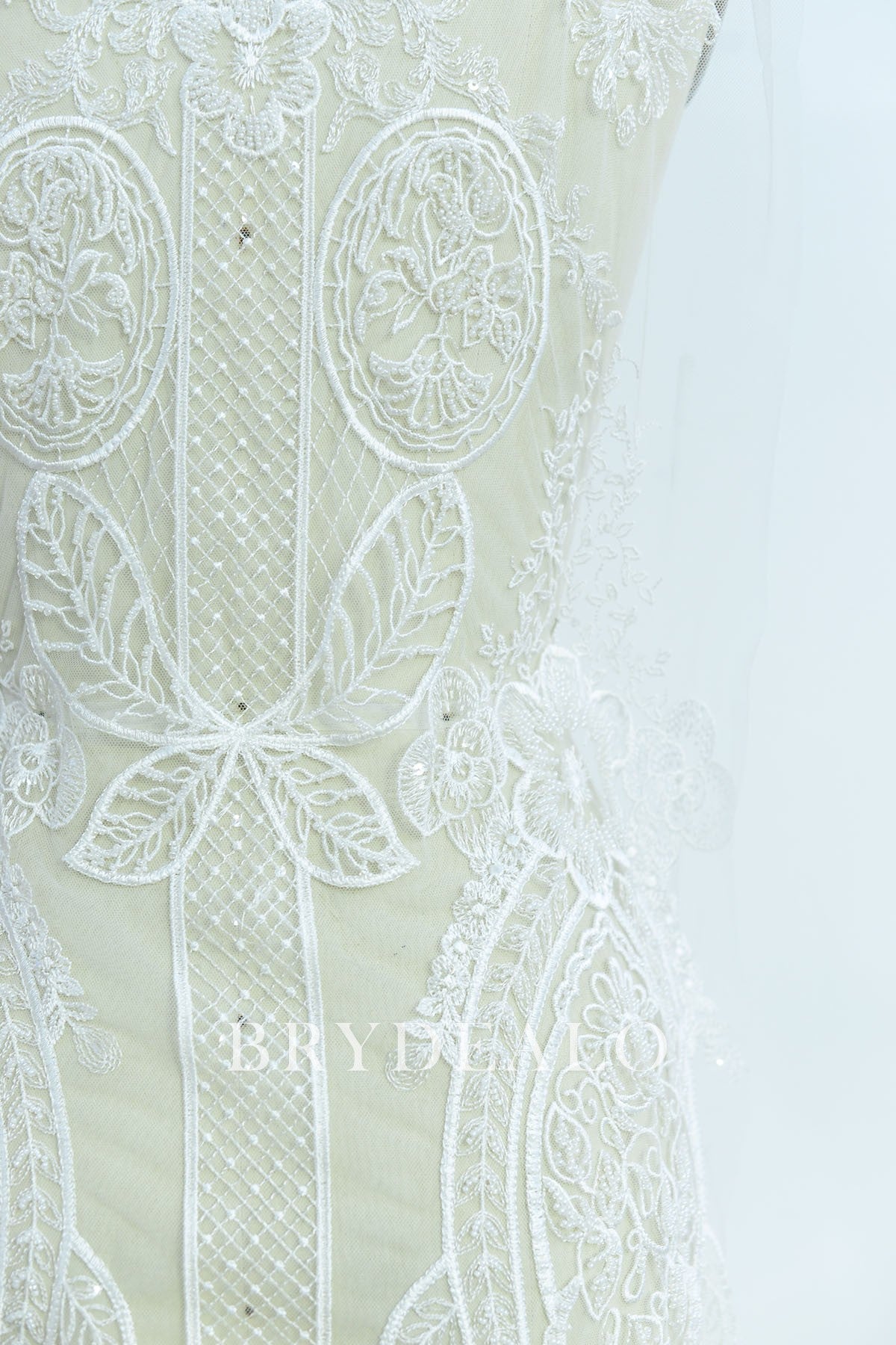High-End Beaded Baroque Bridal Lace Fabric