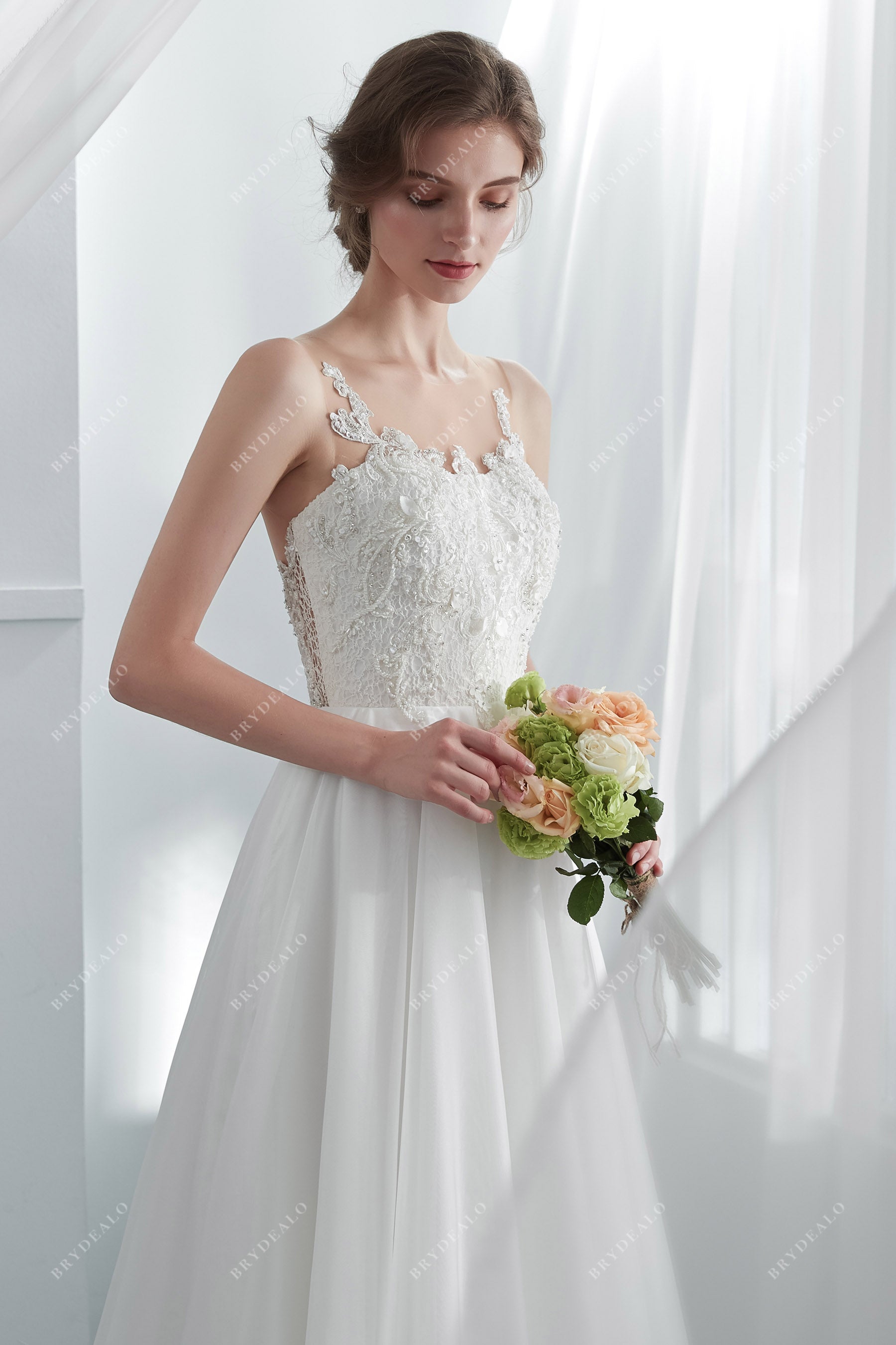 Best Designer Beaded Floral Lace Organza Bridal Gown
