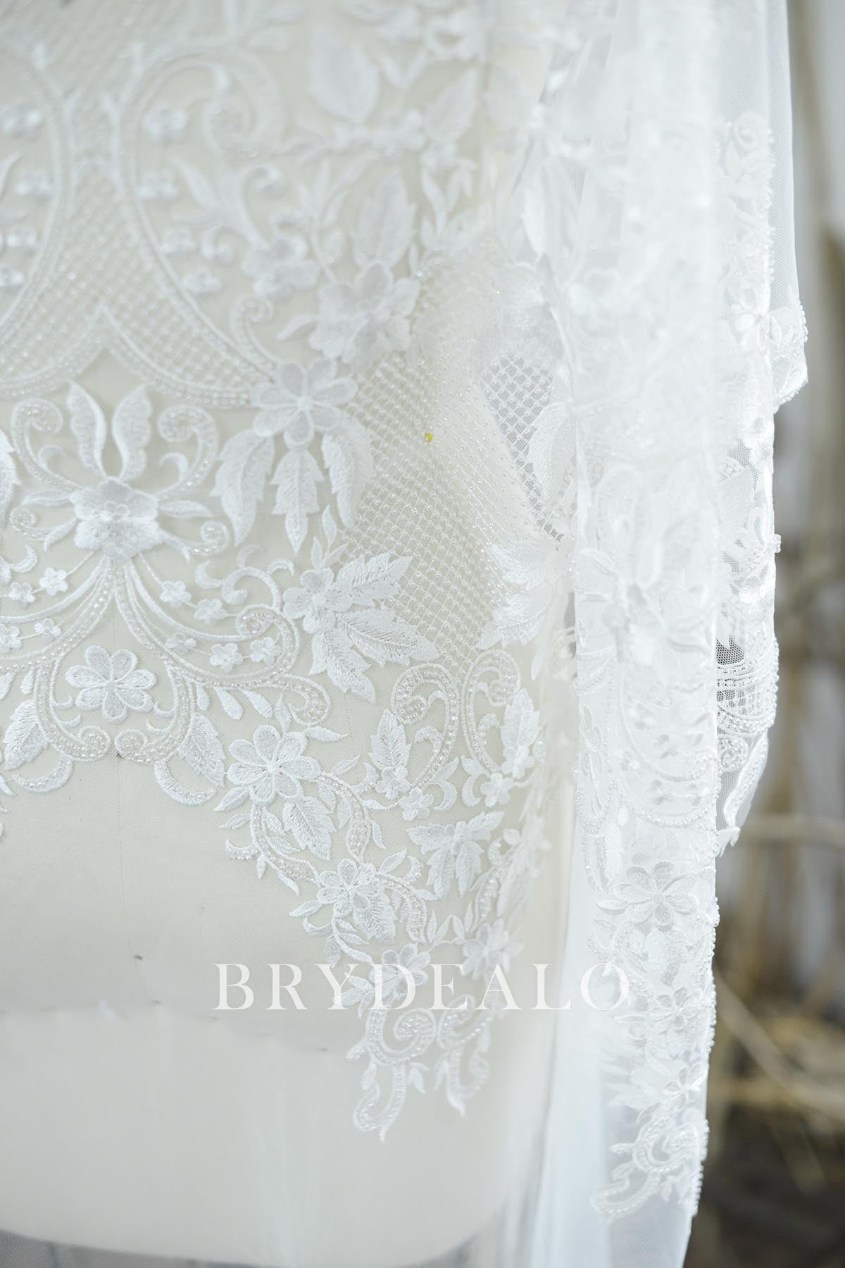 Beaded Floral Embroidered Bridal Lace