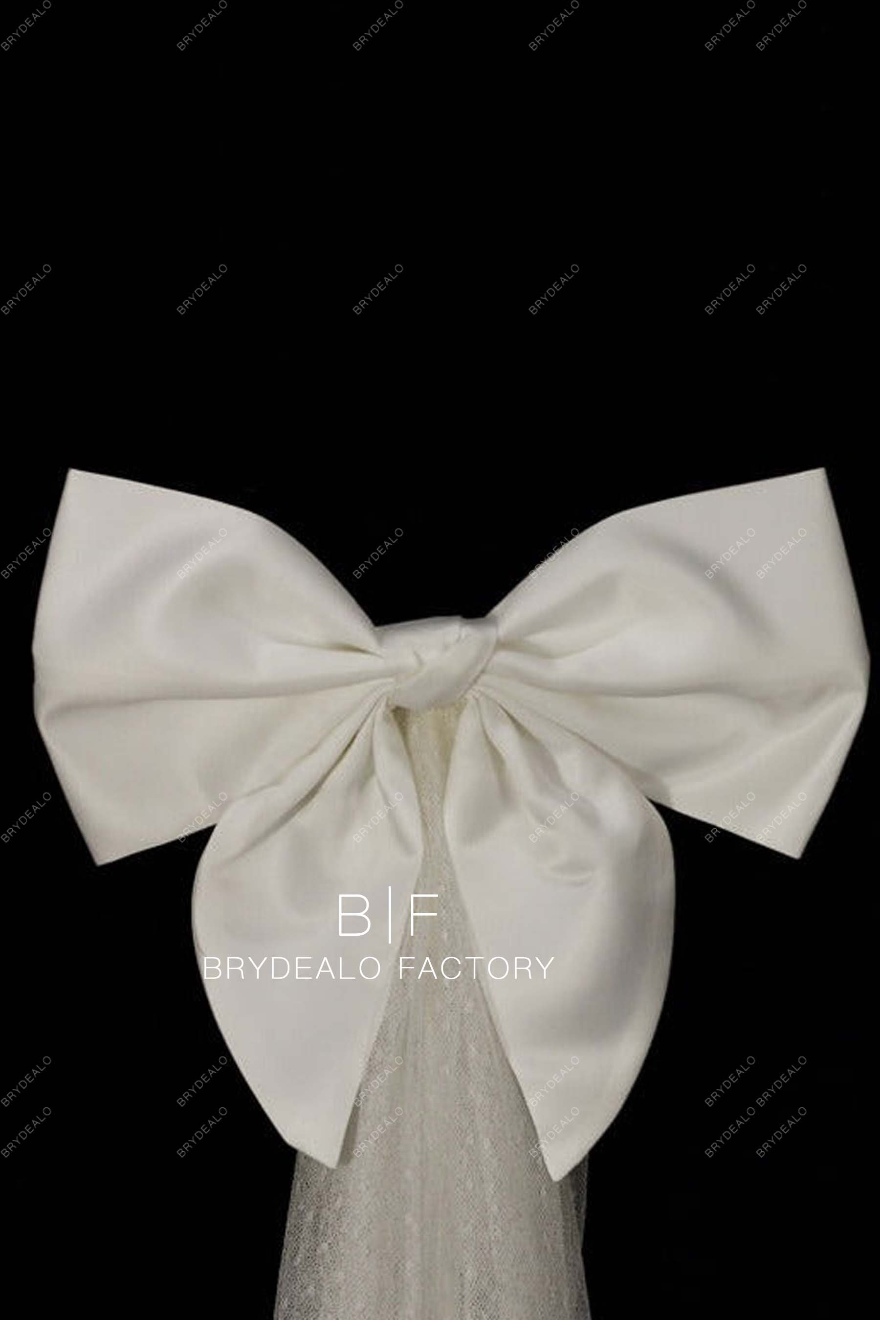 Chapel Length Bridal Veil Cute Big Bow Dotted Wedding Veil