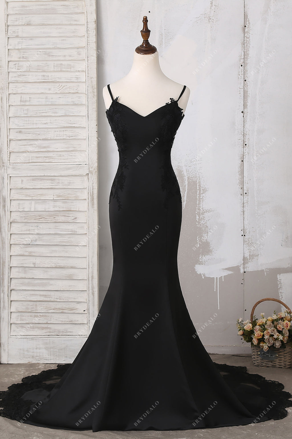 Mermaid Black Lace Long Prom Dresses, Strapless Black Lace Formal Dres —  Bridelily