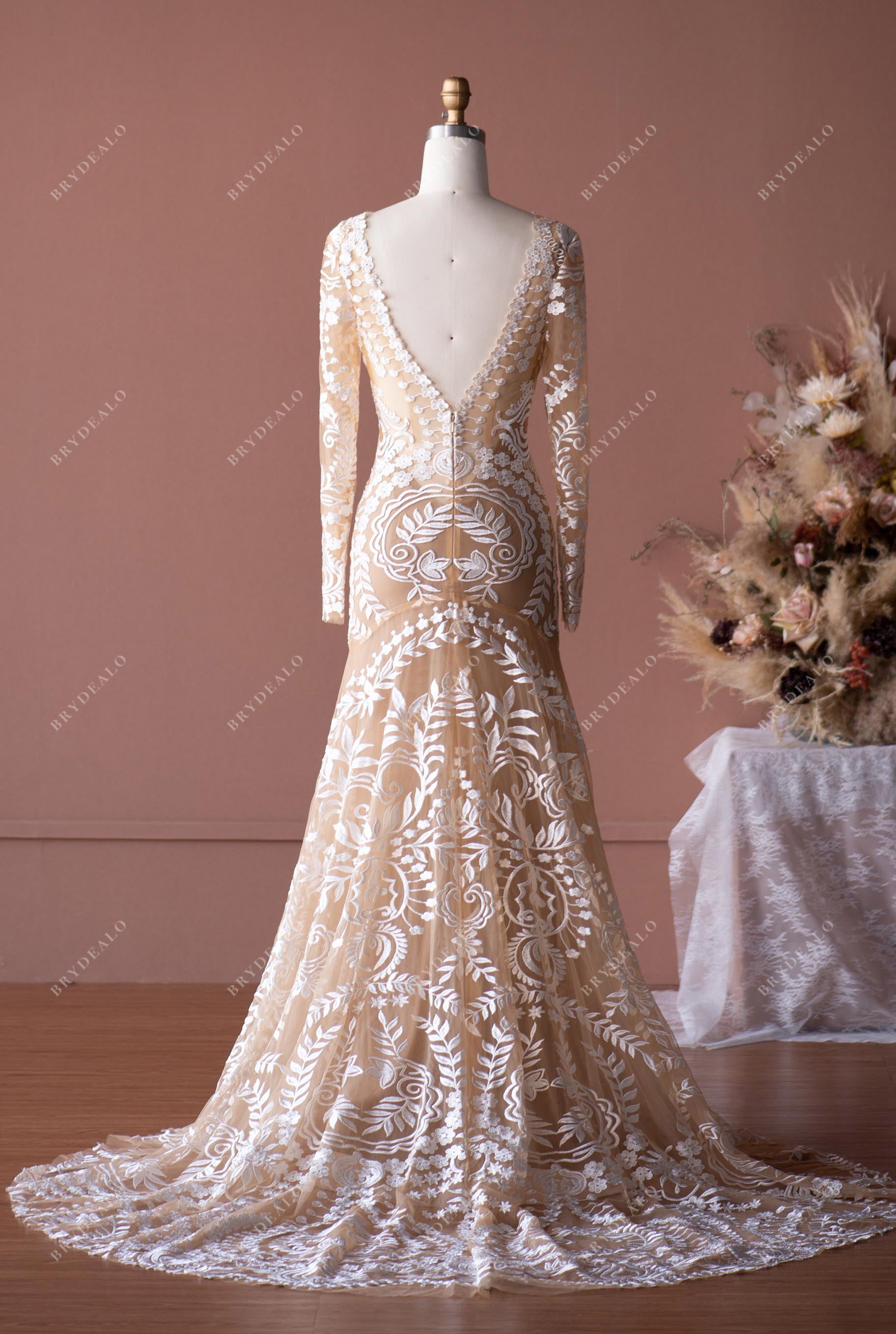 Sleeved Lace Wedding Dress with Slip