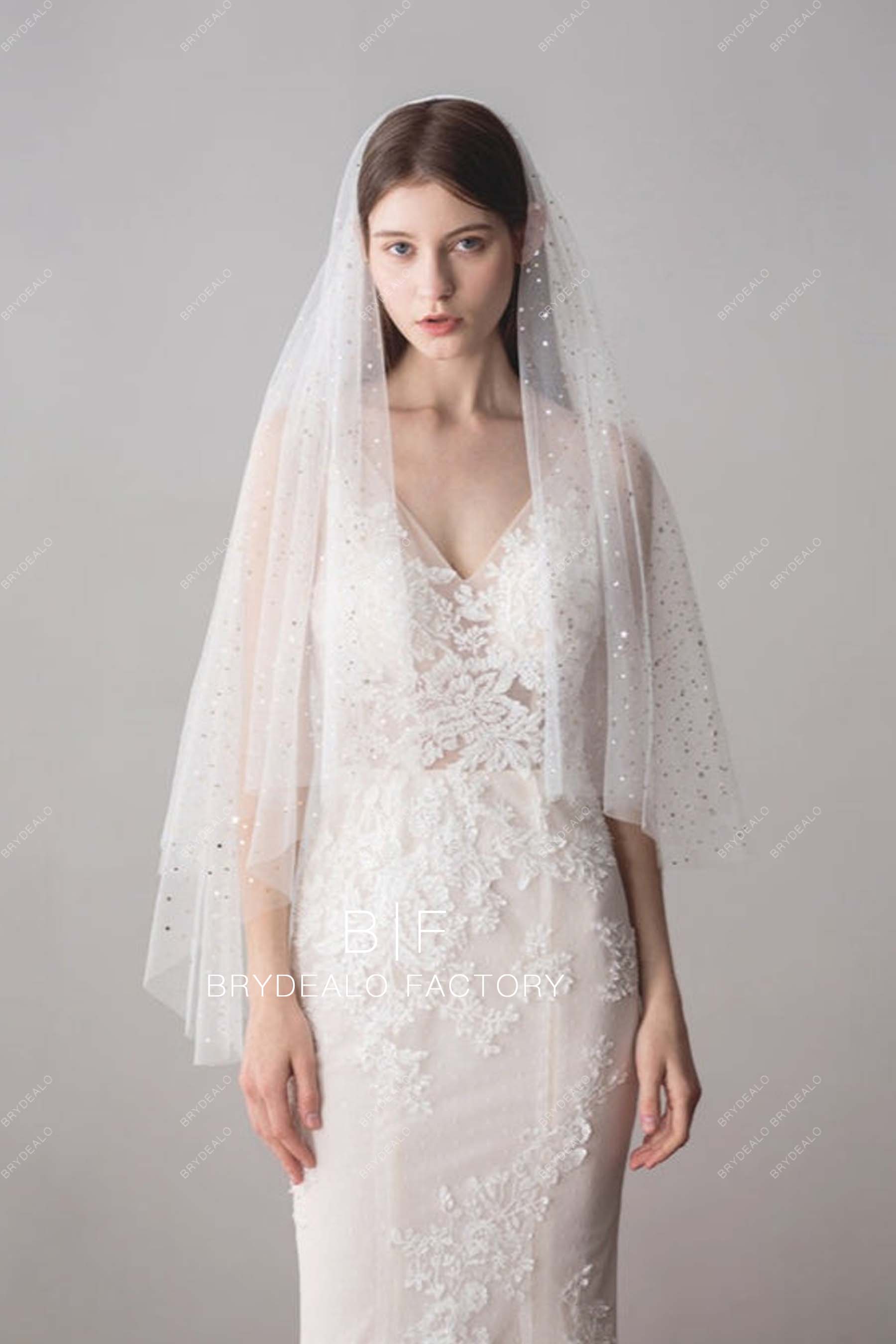Bridal Starry Fingertip Length Wedding Veil