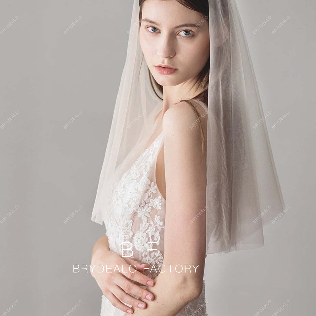 Brydealo Factory Shoulder Length Bridal Veil Short Wedding Tulle Headpiece