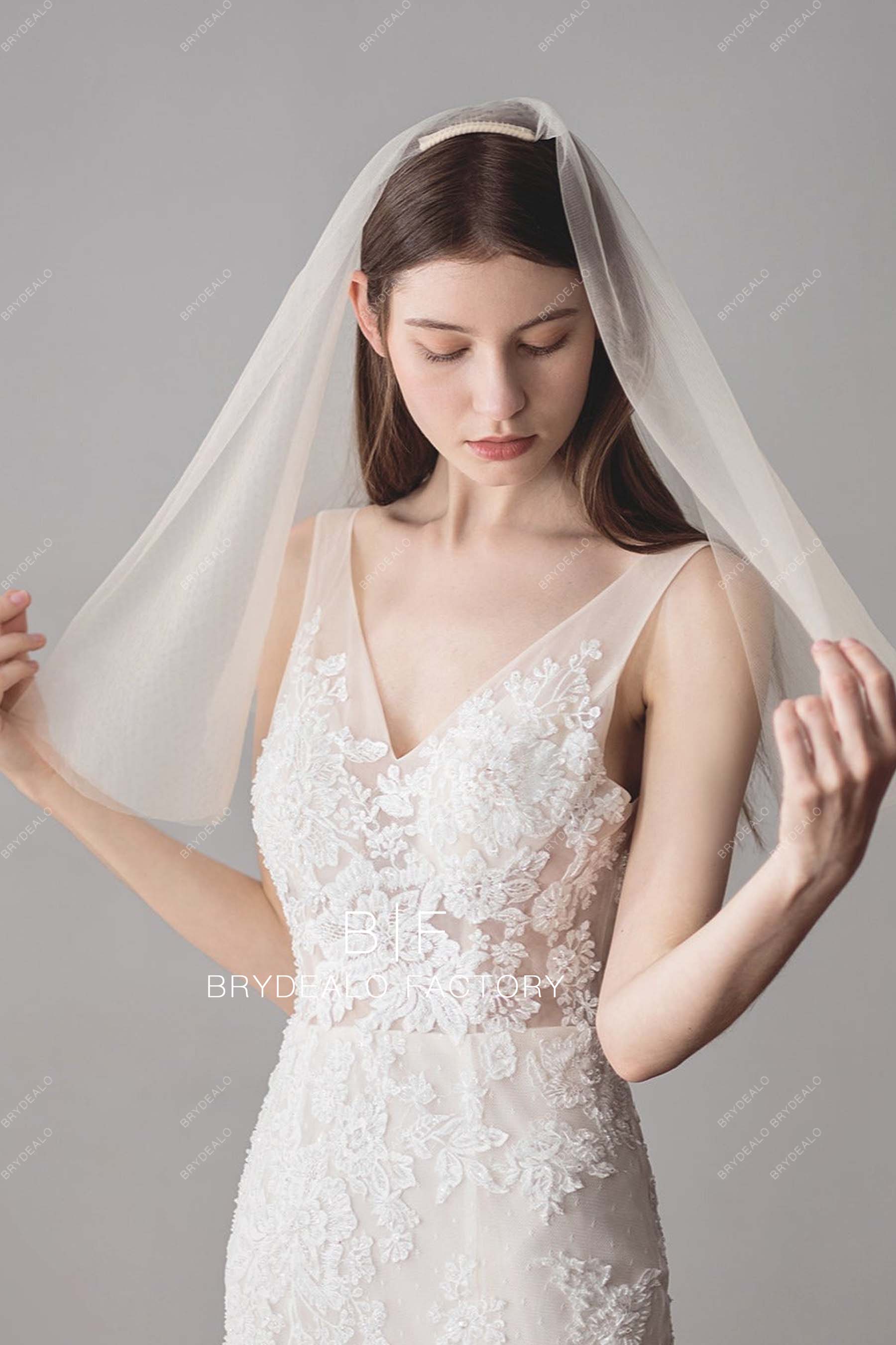 Ivory veil outlet with champagne dress