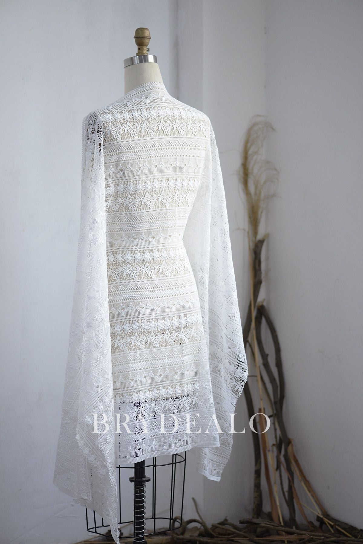 Delicate Patterned Bridal Crochet Lace Fabric