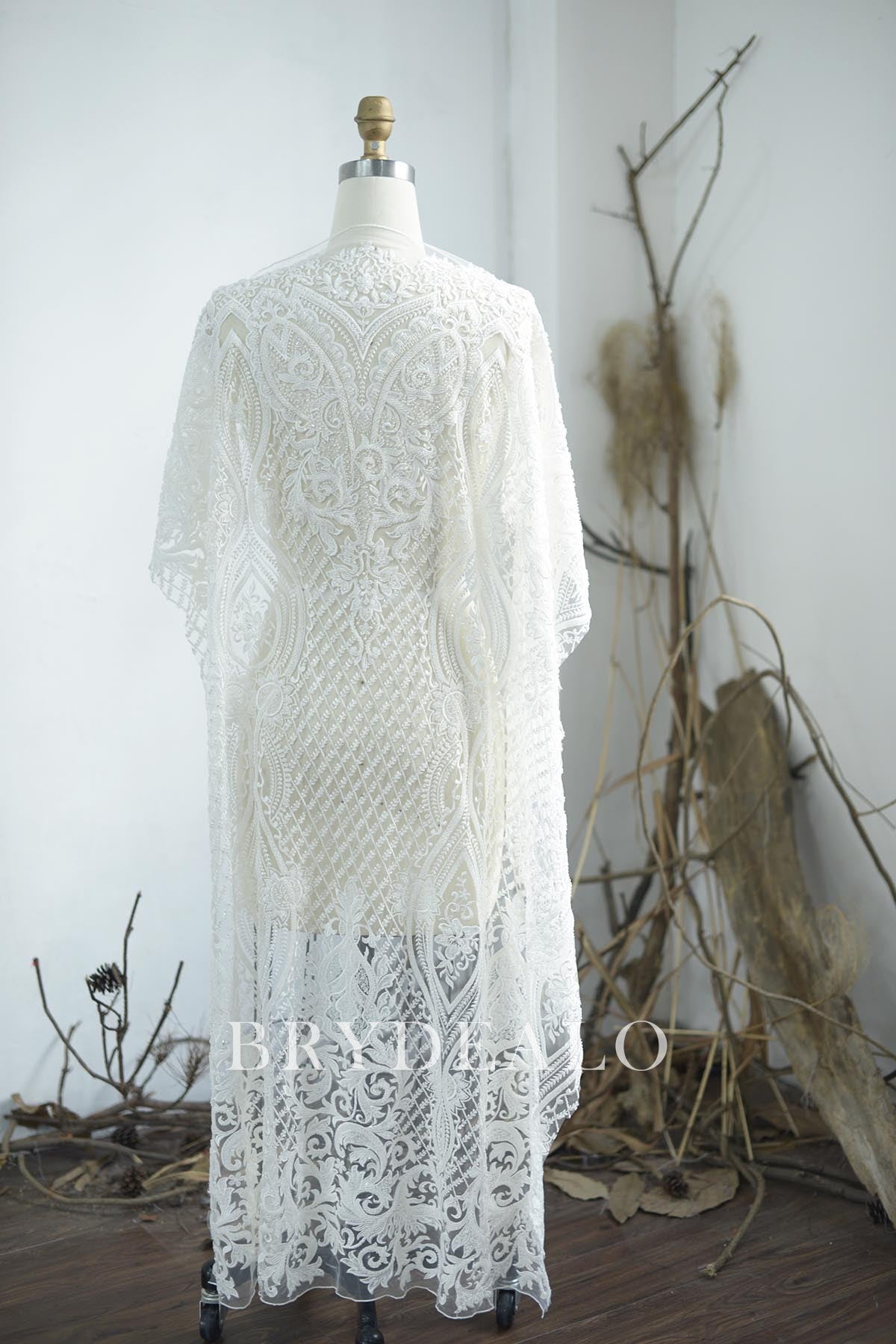 Designer Heavy Beaded Bridal Lace Fabric
