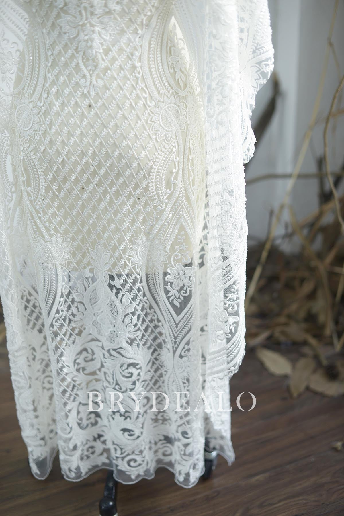 Designer Heavy Beaded Bridal Lace Fabric online