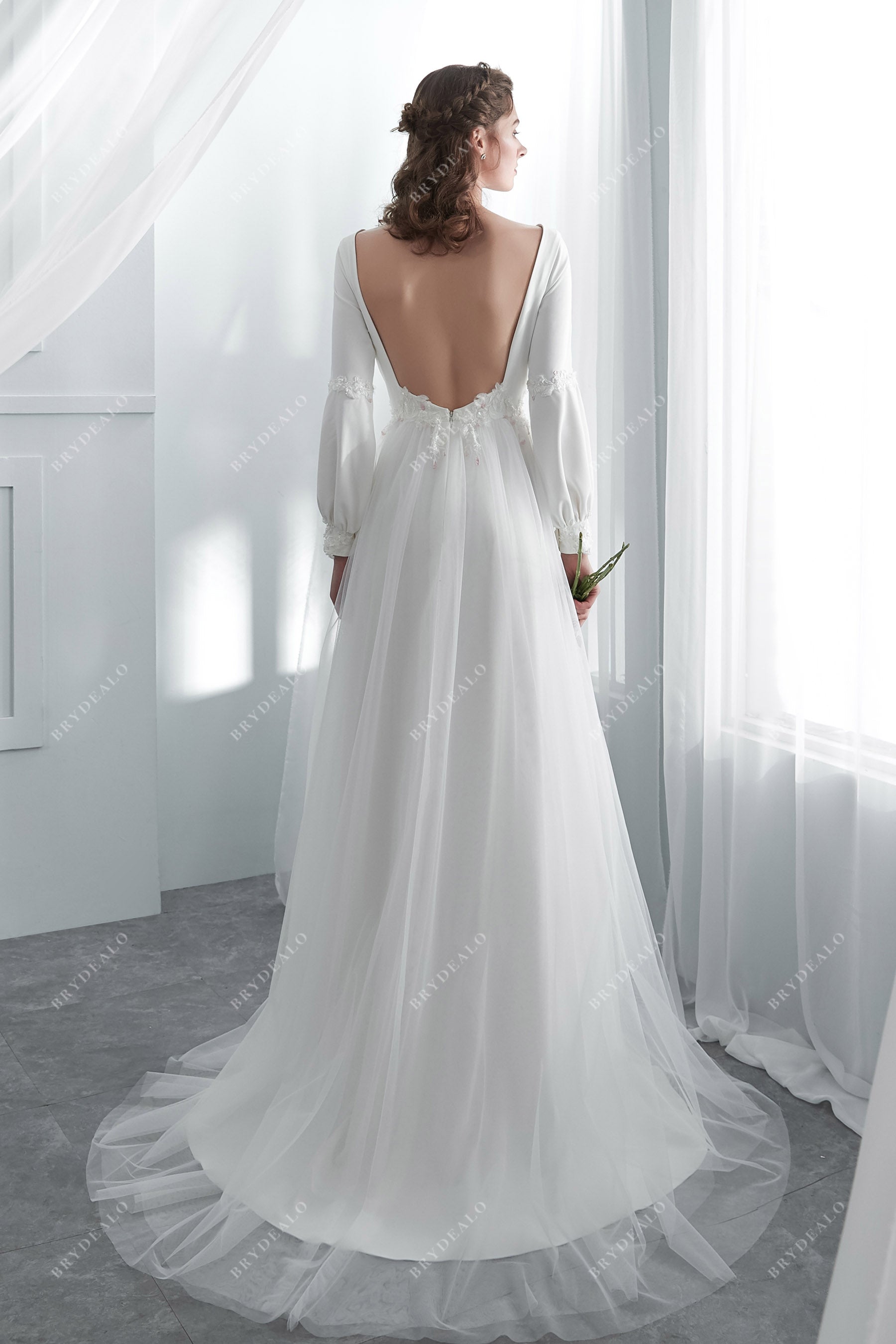Wedding Dress with Bubble Sleeves