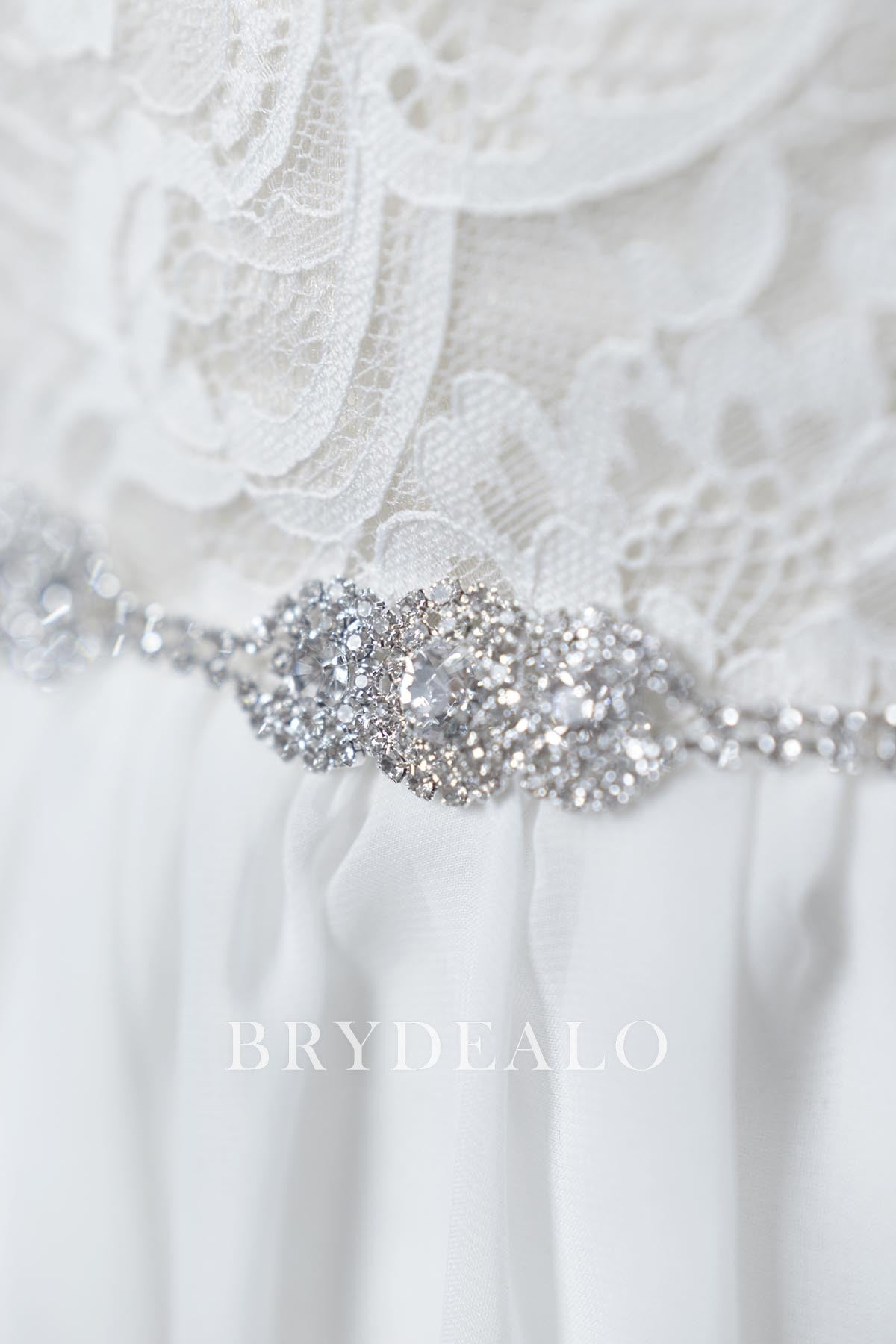 Detachable Satin Bridal Sash with Sparkly Rhinestones and Beads