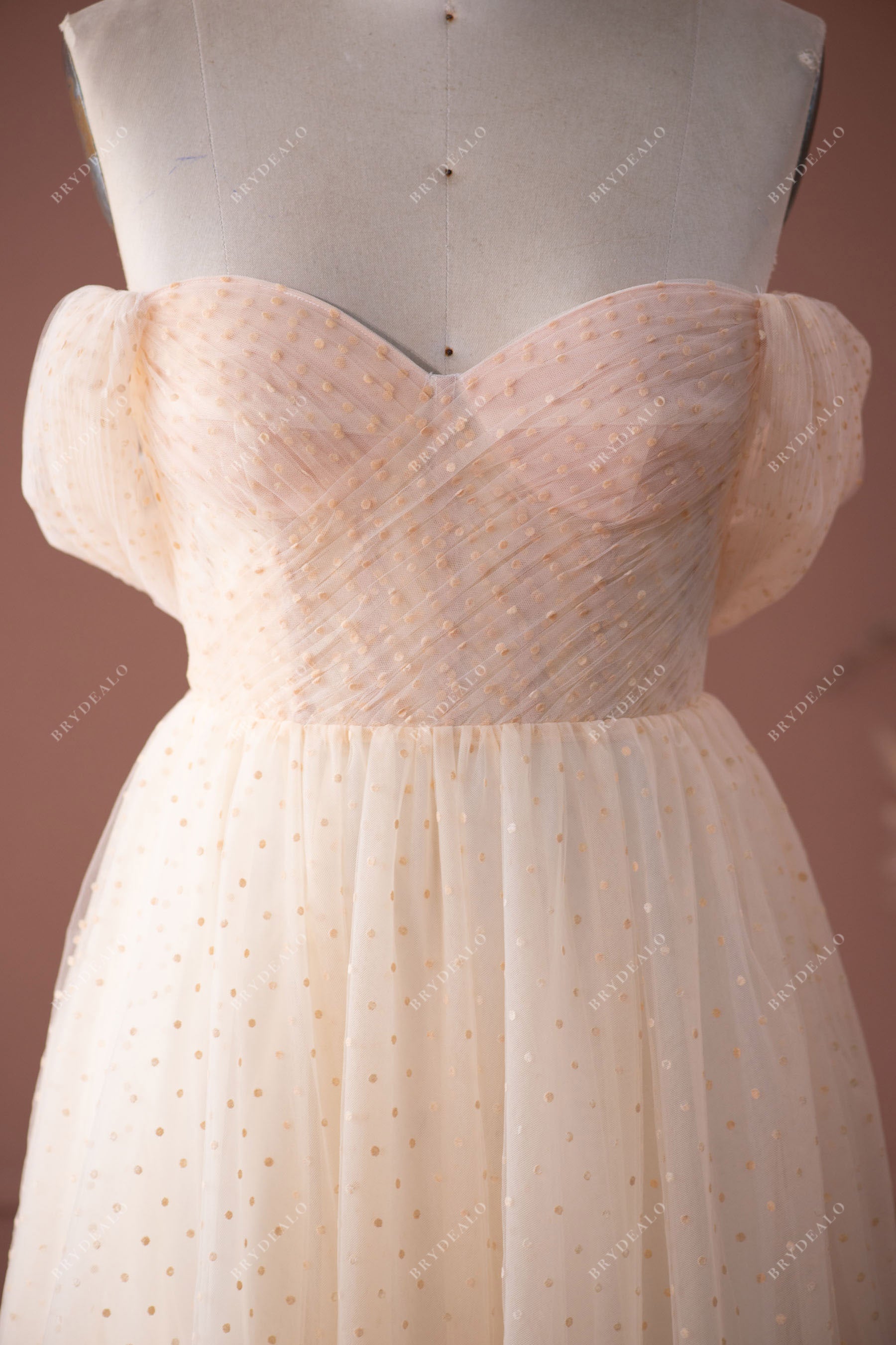 Dot Tulle Off Shoulder Sweetheart Neckline  Formal Dress