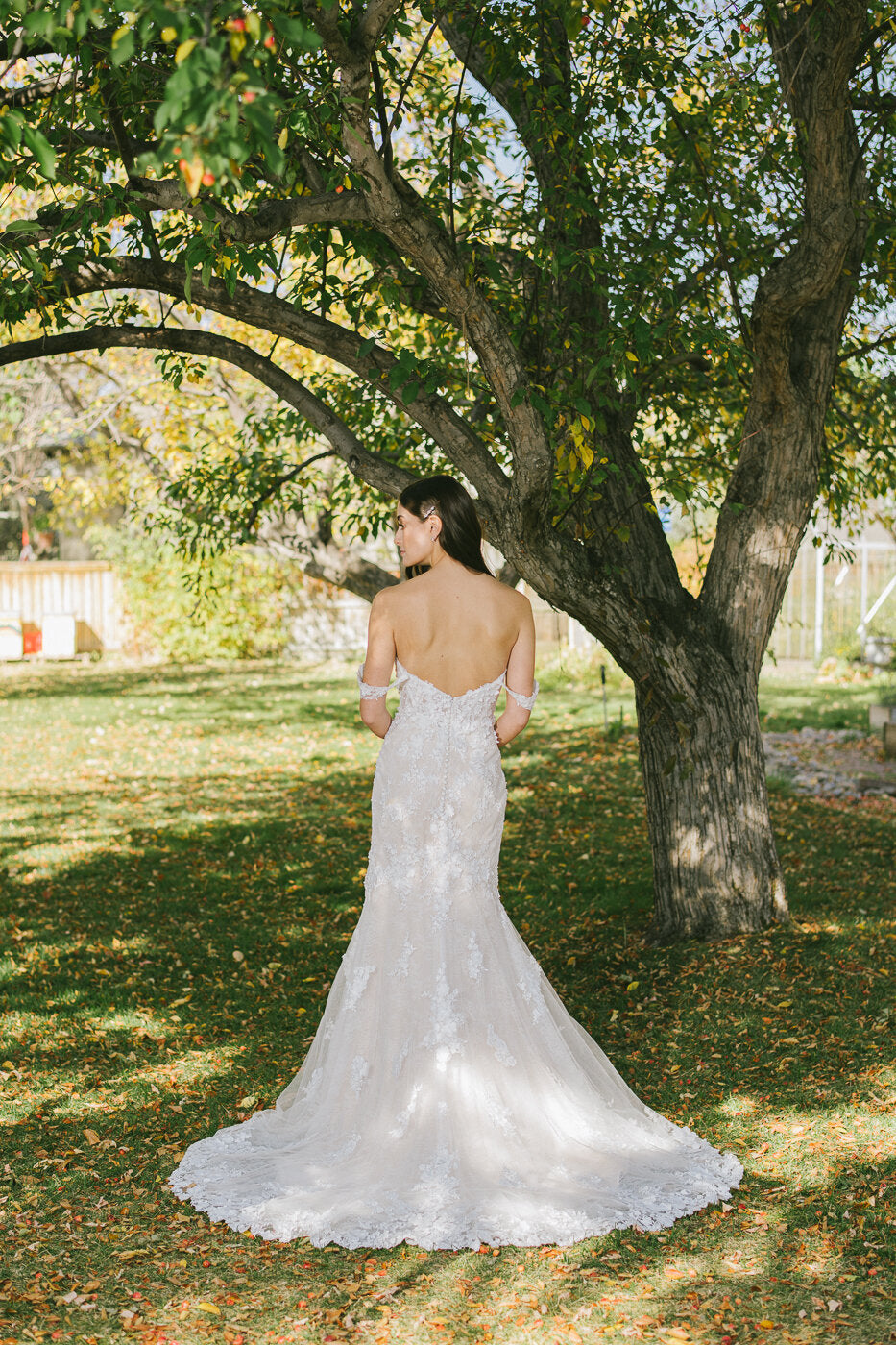 Flower Lace Mermaid Wedding Dress with Glitter Tulle