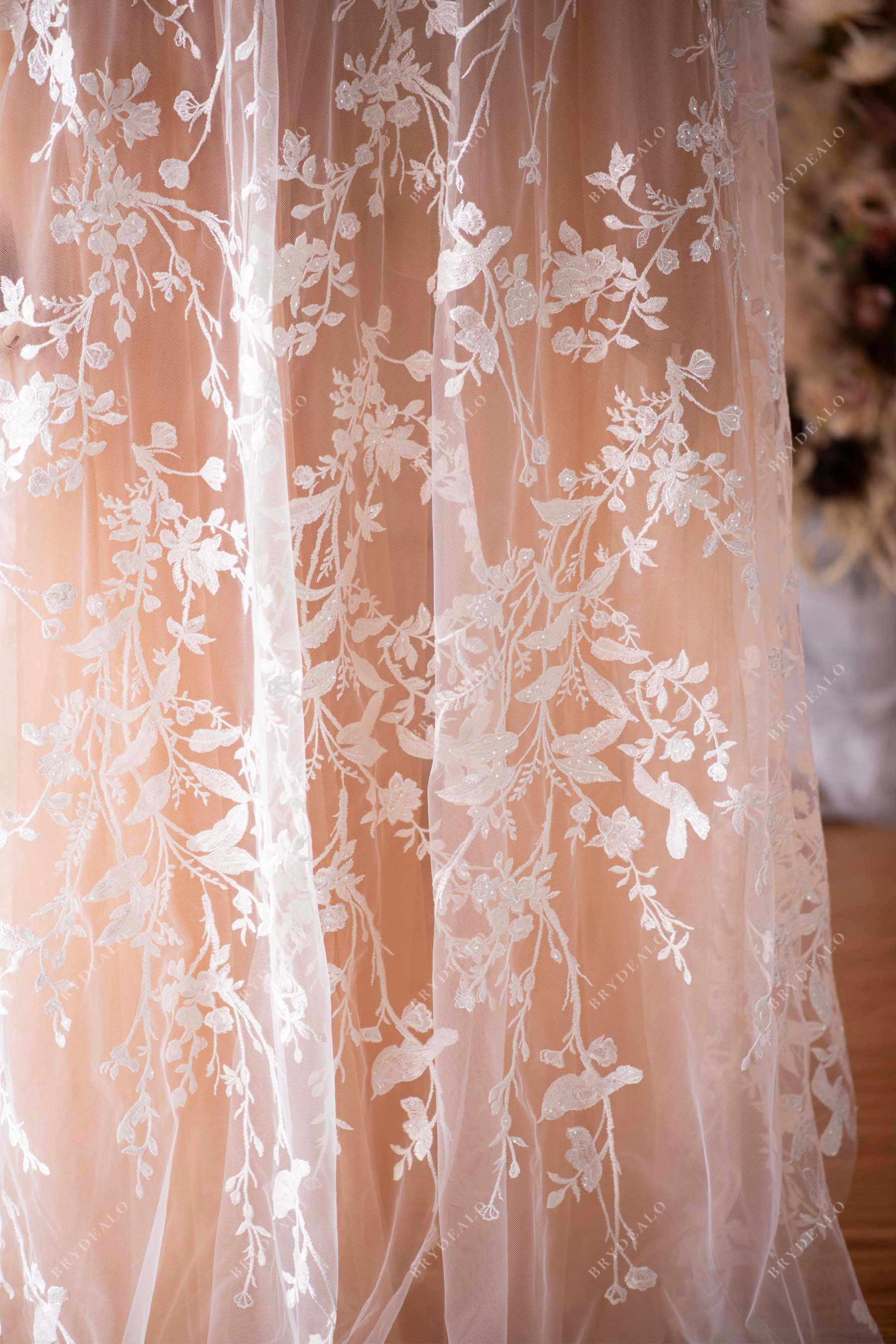 embroidery plant bridal lace fabric for wholesale