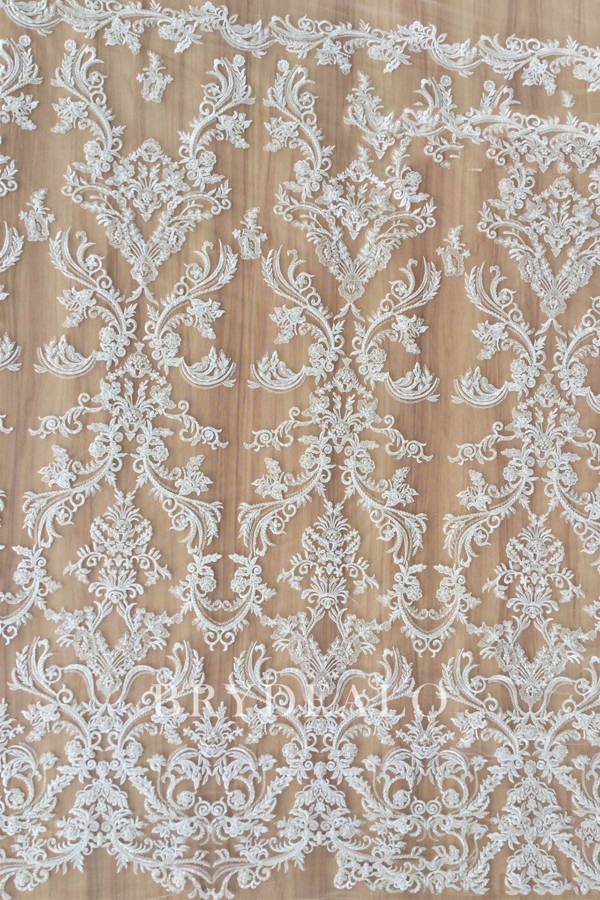 Shimmery  Beaded Flower Lace Fabric