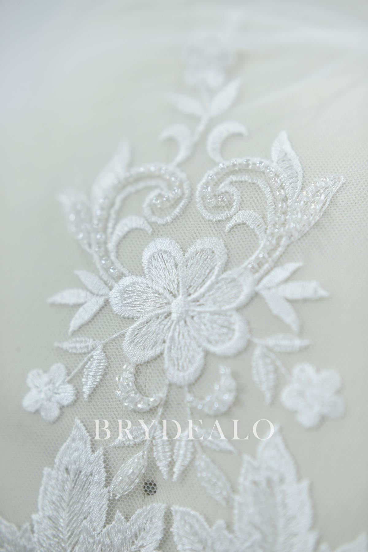Beaded Floral Embroidered  Lace Fabric