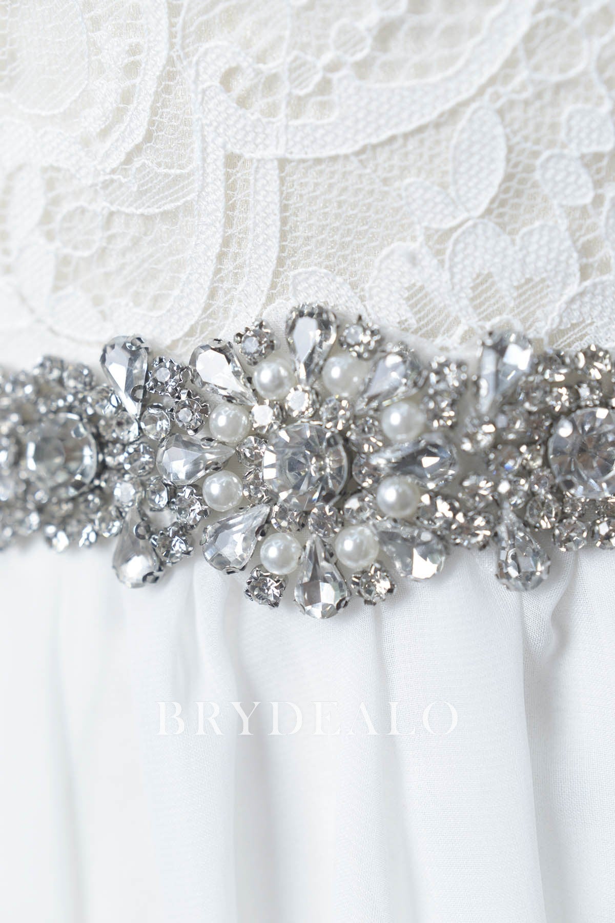 Sparkly Graduated Pearl Rhinestones Bridal Sash