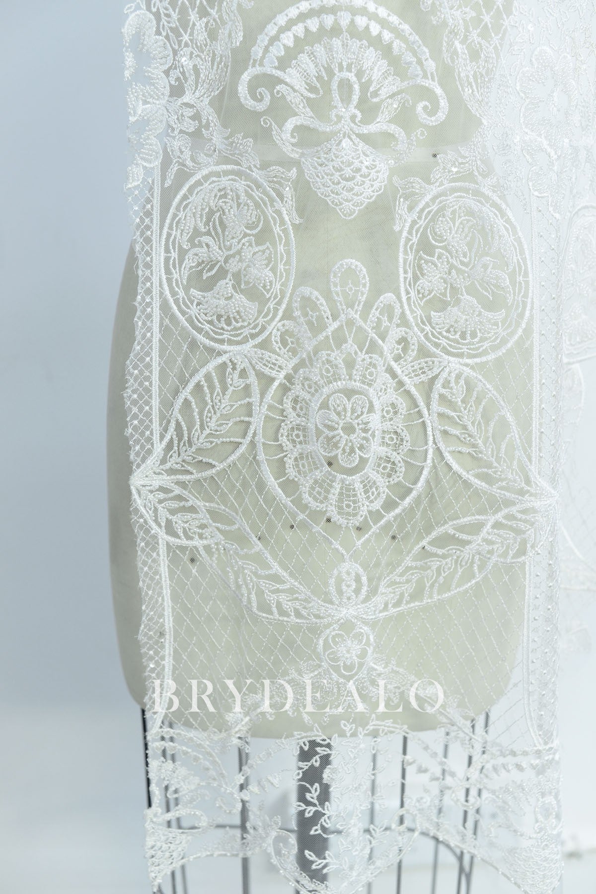 Best High-End Beaded Baroque Bridal Lace Fabric