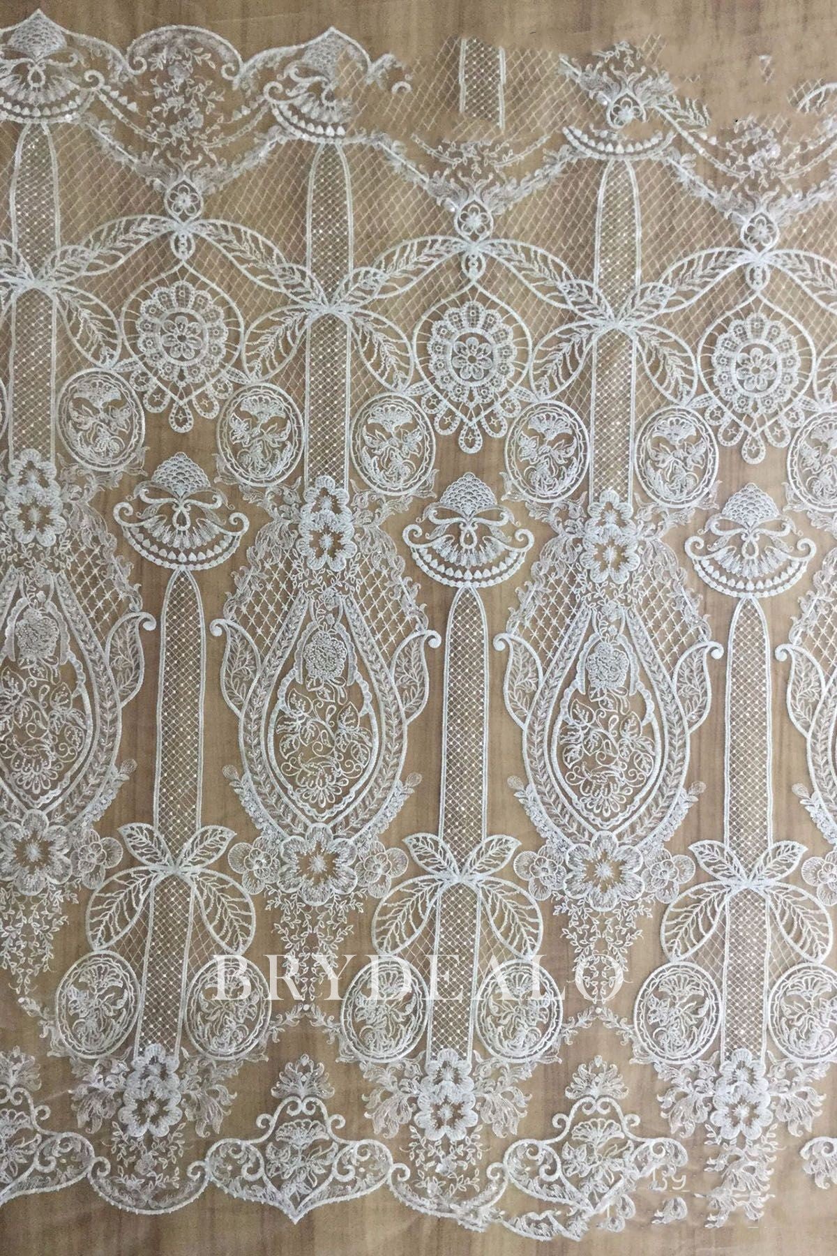 Wholesale High-End Beaded Baroque Bridal Lace Fabric