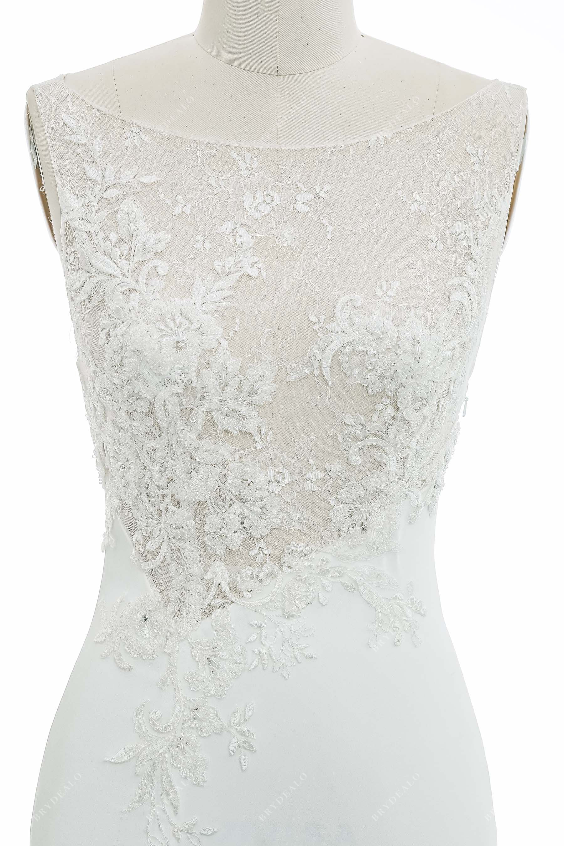 Illusion neck White Lace Sleeveless Mermaid Wedding Dress – Ballbella