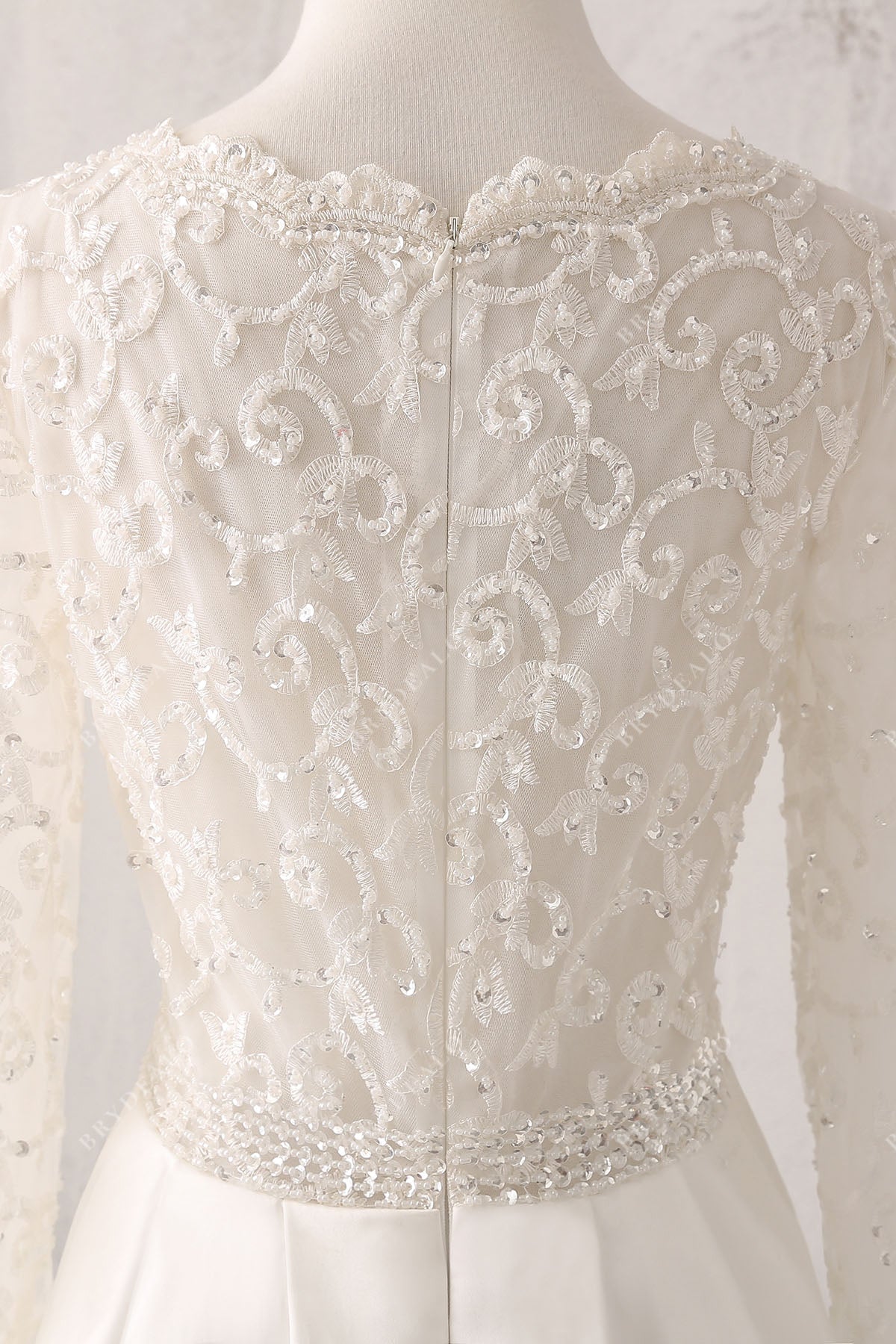 illusion lace back bridal dress