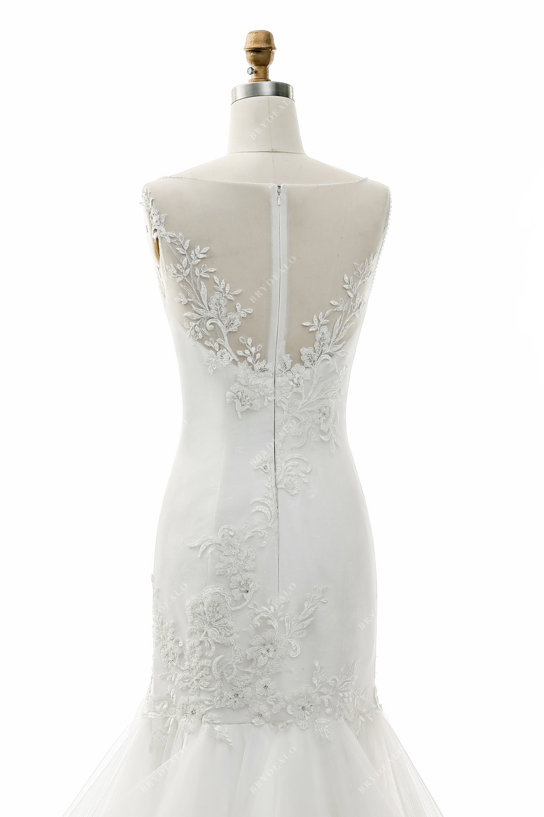 illusion lace back sleeveless wedding gown