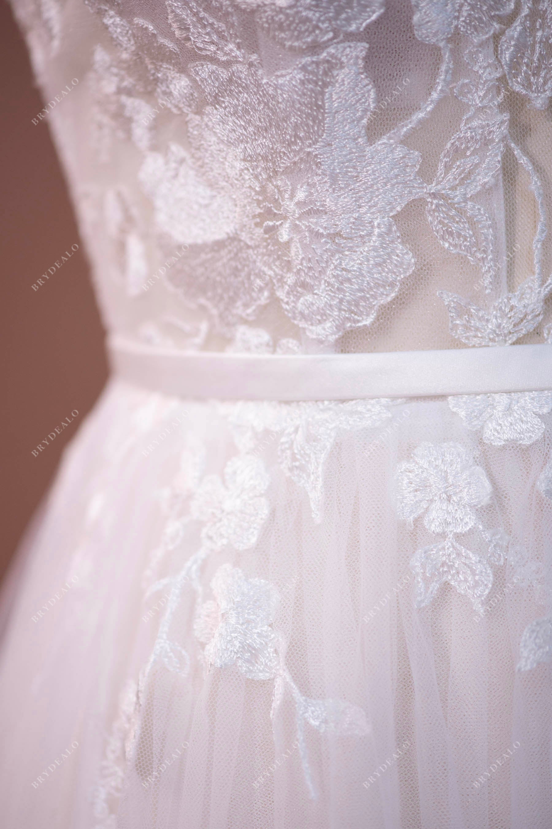 Illusion Lace Tulle Waistband Wedding Dress