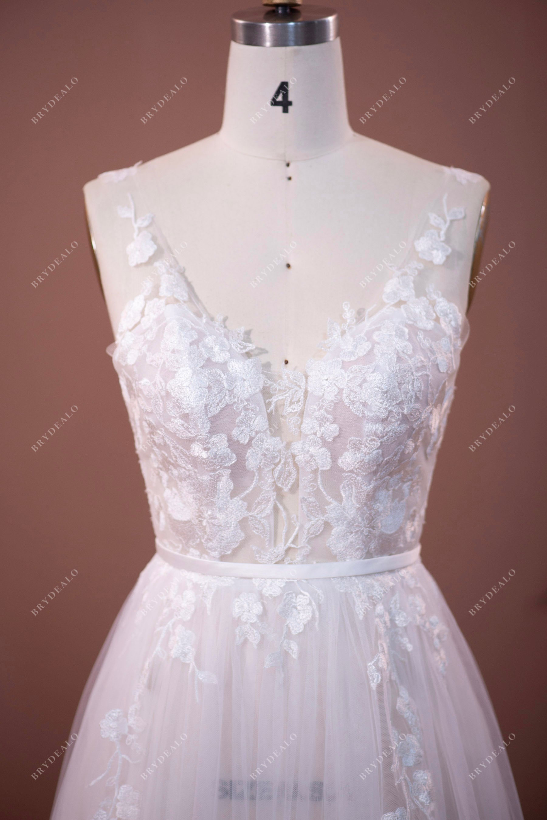 Illusion Lace Beach Wedding Dress