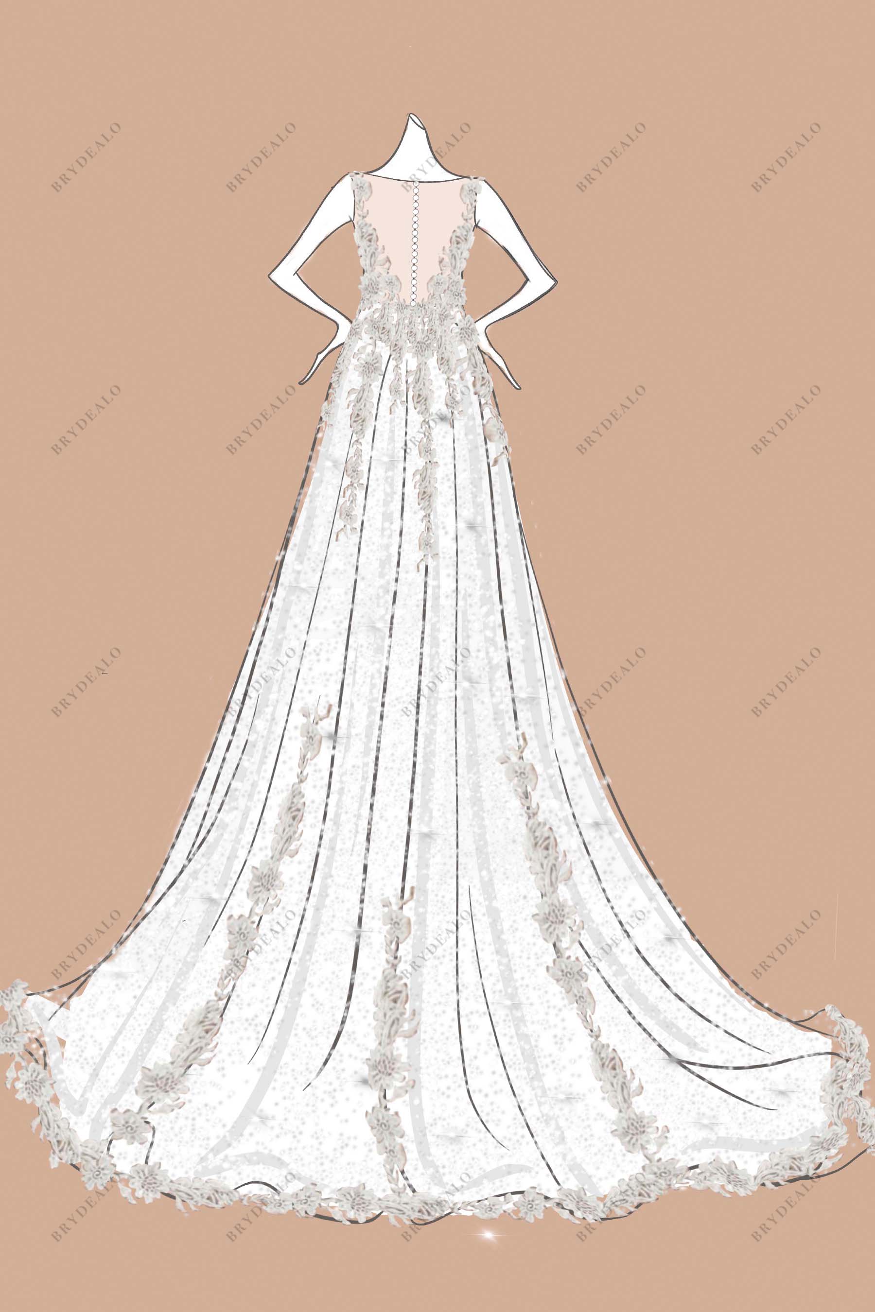 Wedding Dress Sketch Vector Illustration on White Background Stock  Vector  Illustration of floral dress 63310029