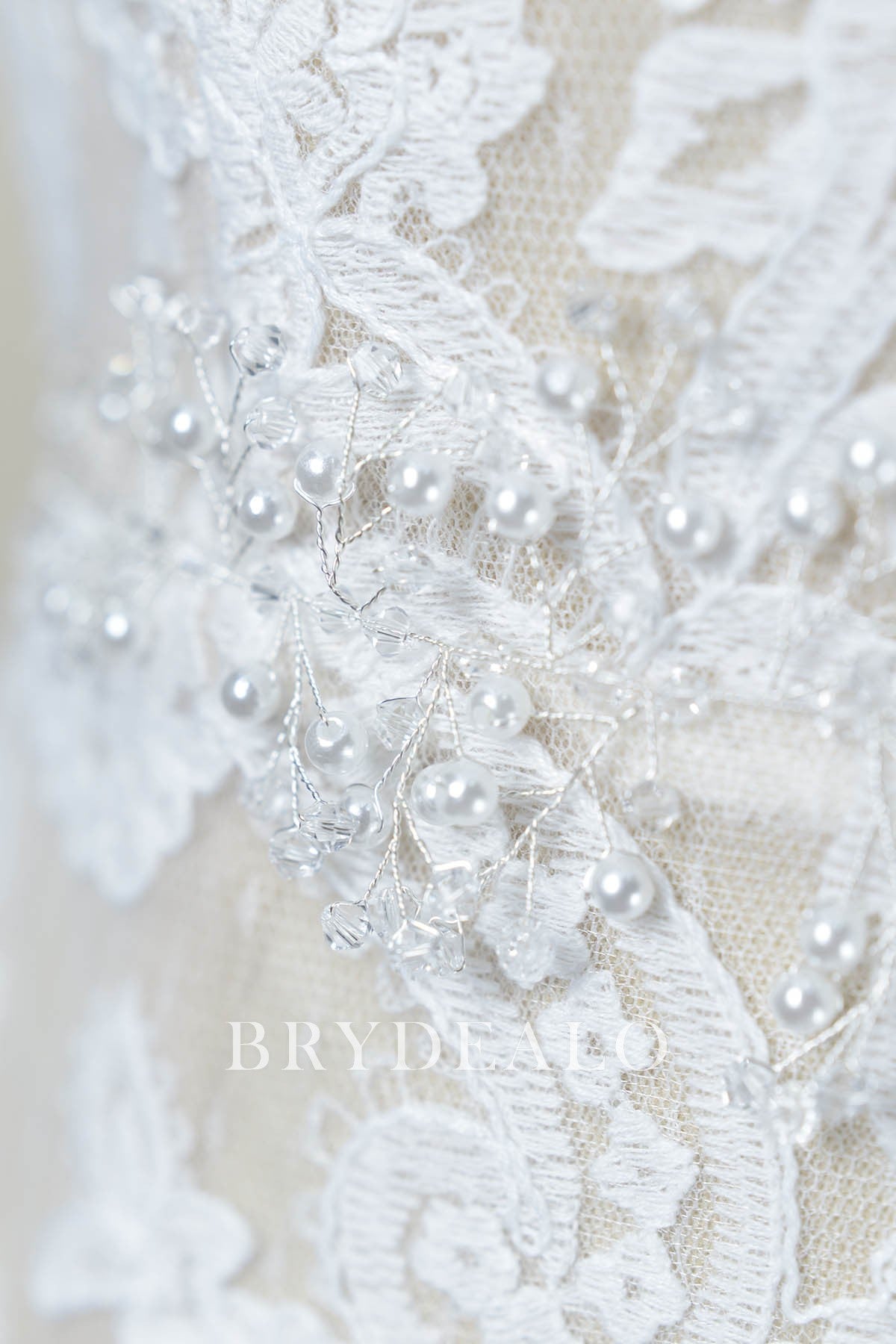 Ivory Crystal Pearl Bridal Sash with Satin Ribbon Details