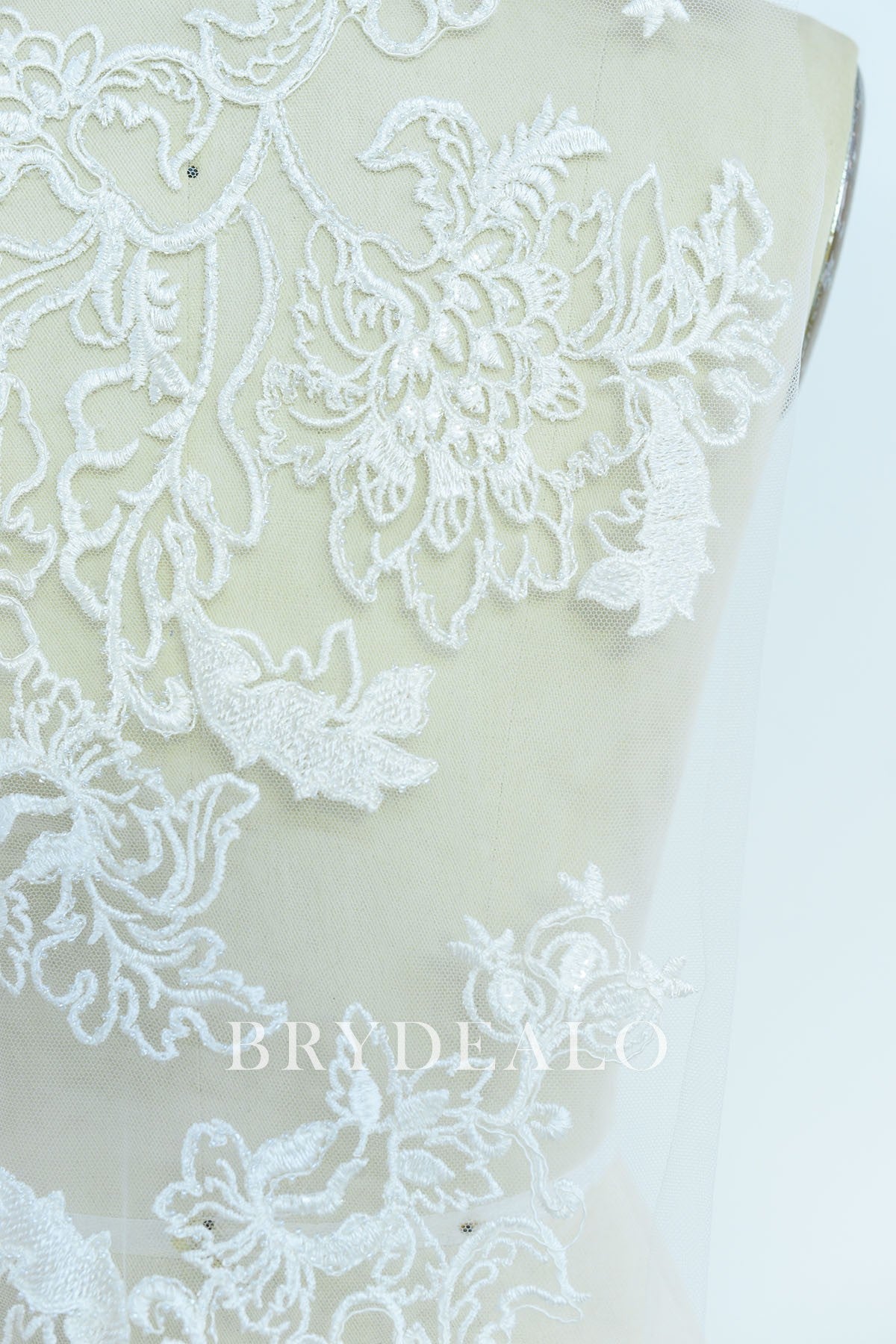 Large Embroidered Flower Lace Fabric with Beading