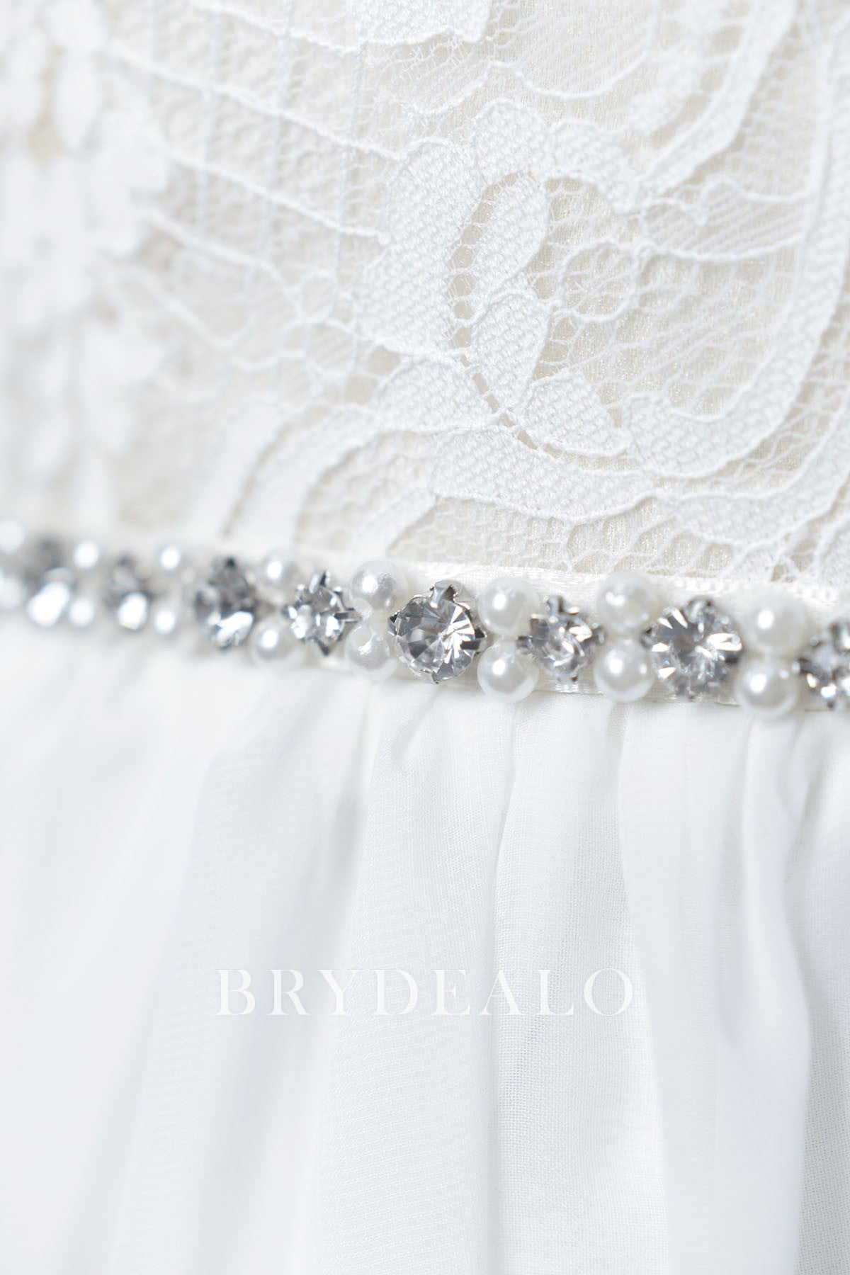 Cheap Linear Pearls Crystals Bridal Sash