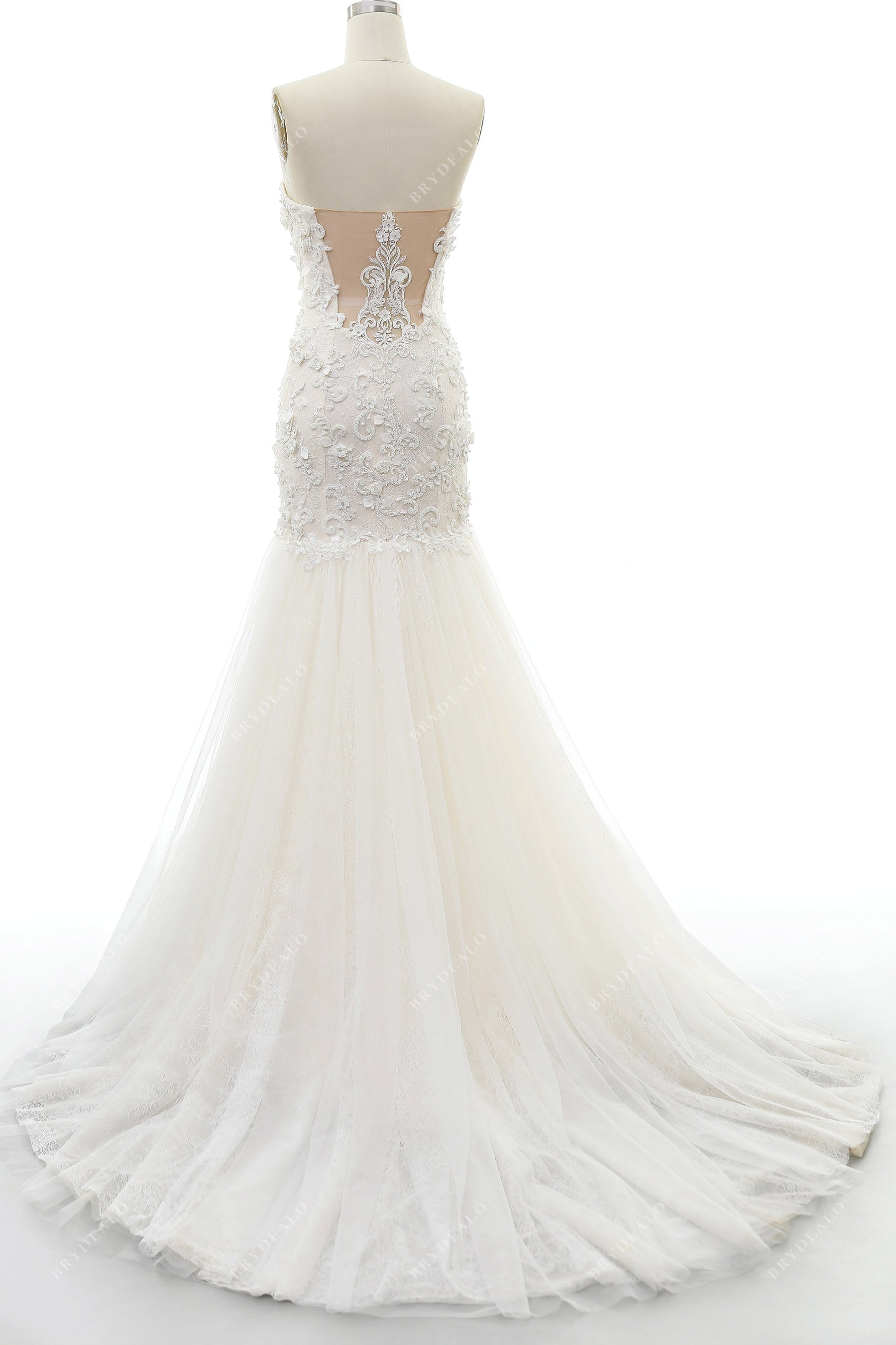 Strapless Trumpet Lace Wedding Gown