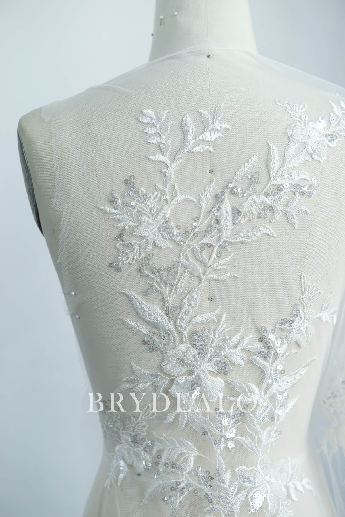 Beaded Flower Leaf Bridal Lace Fabric