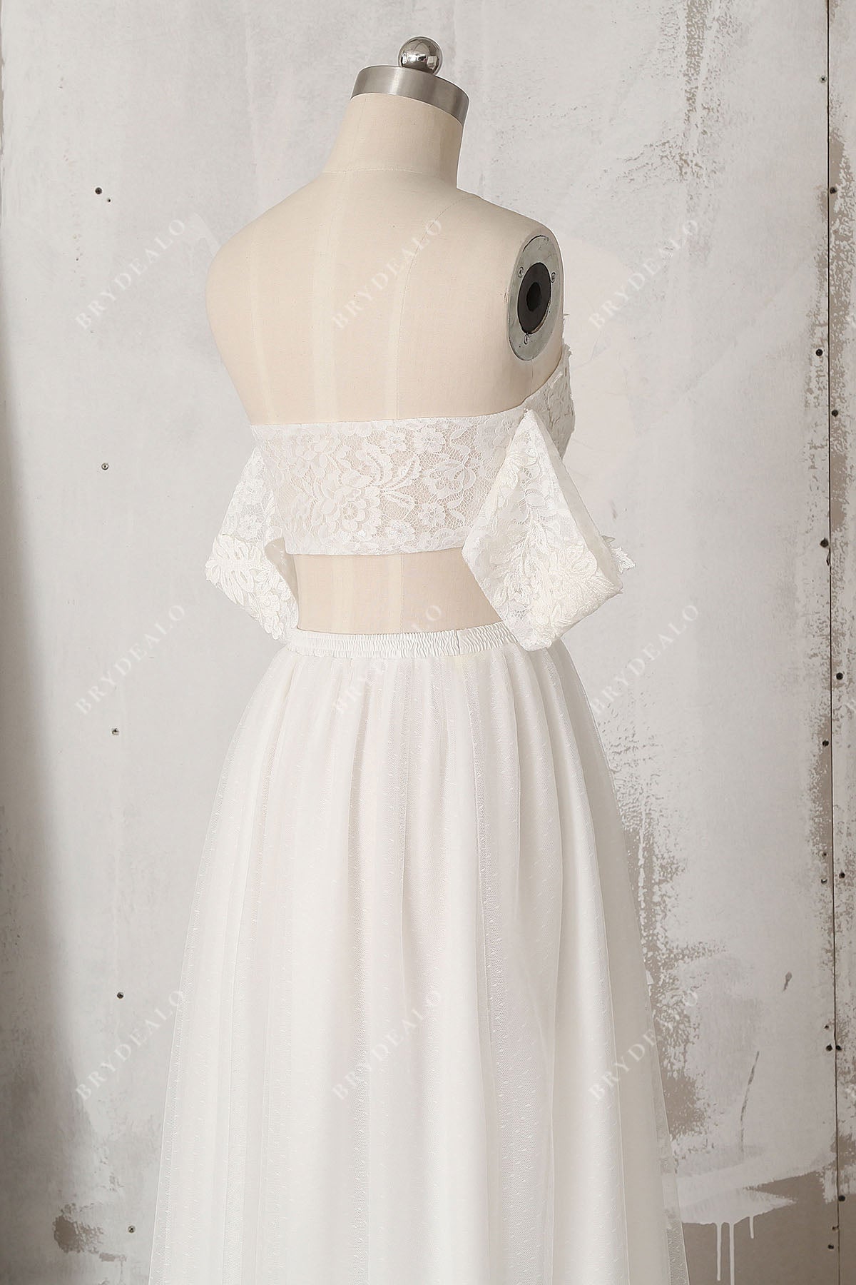 off-shoulder lace two-piece dress